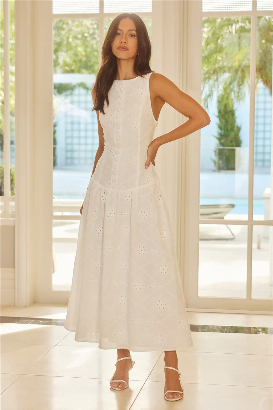 Jasmine Jewel Embroidered Maxi Dress White