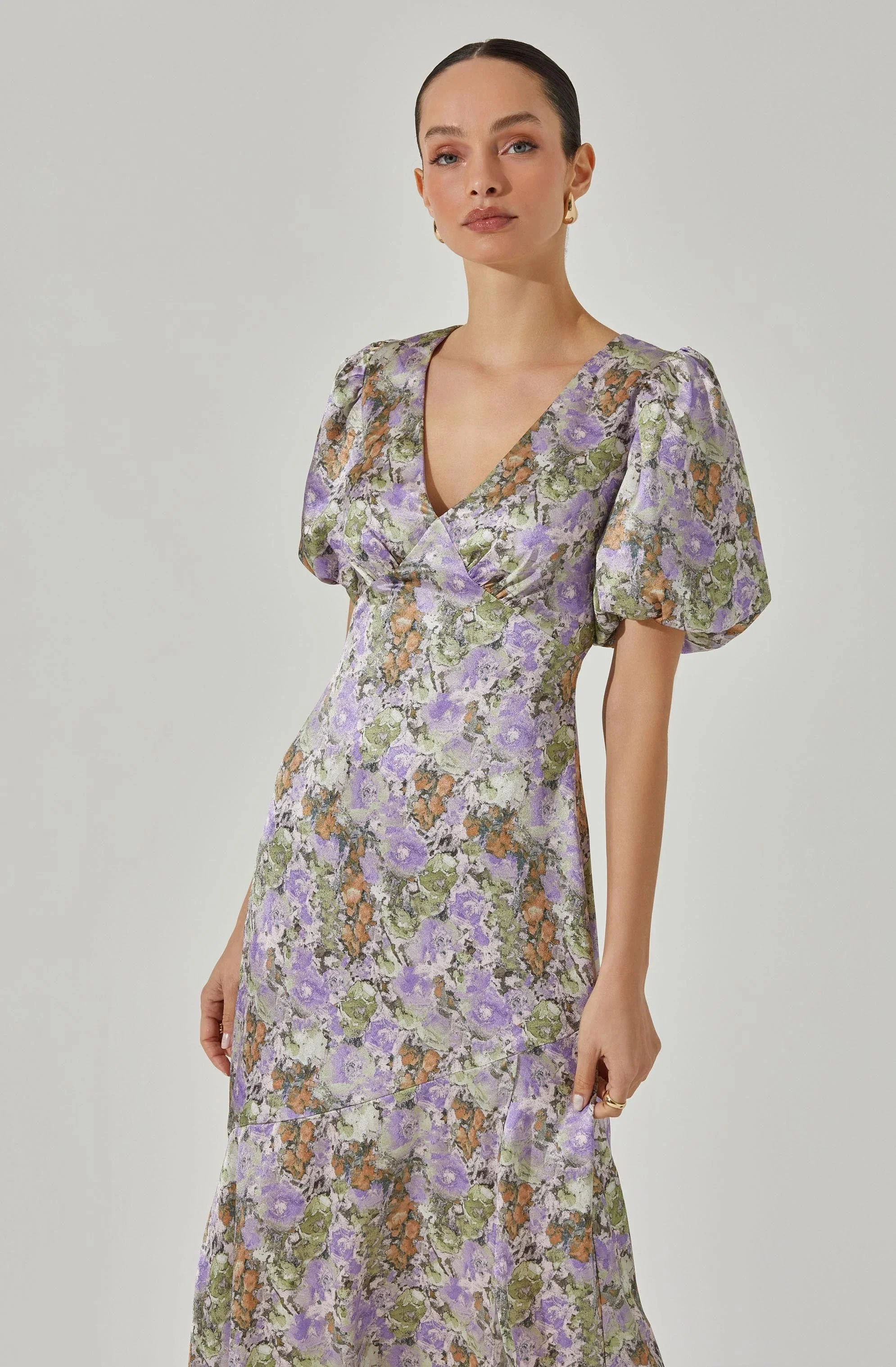 Satin Puff Sleeve Dress