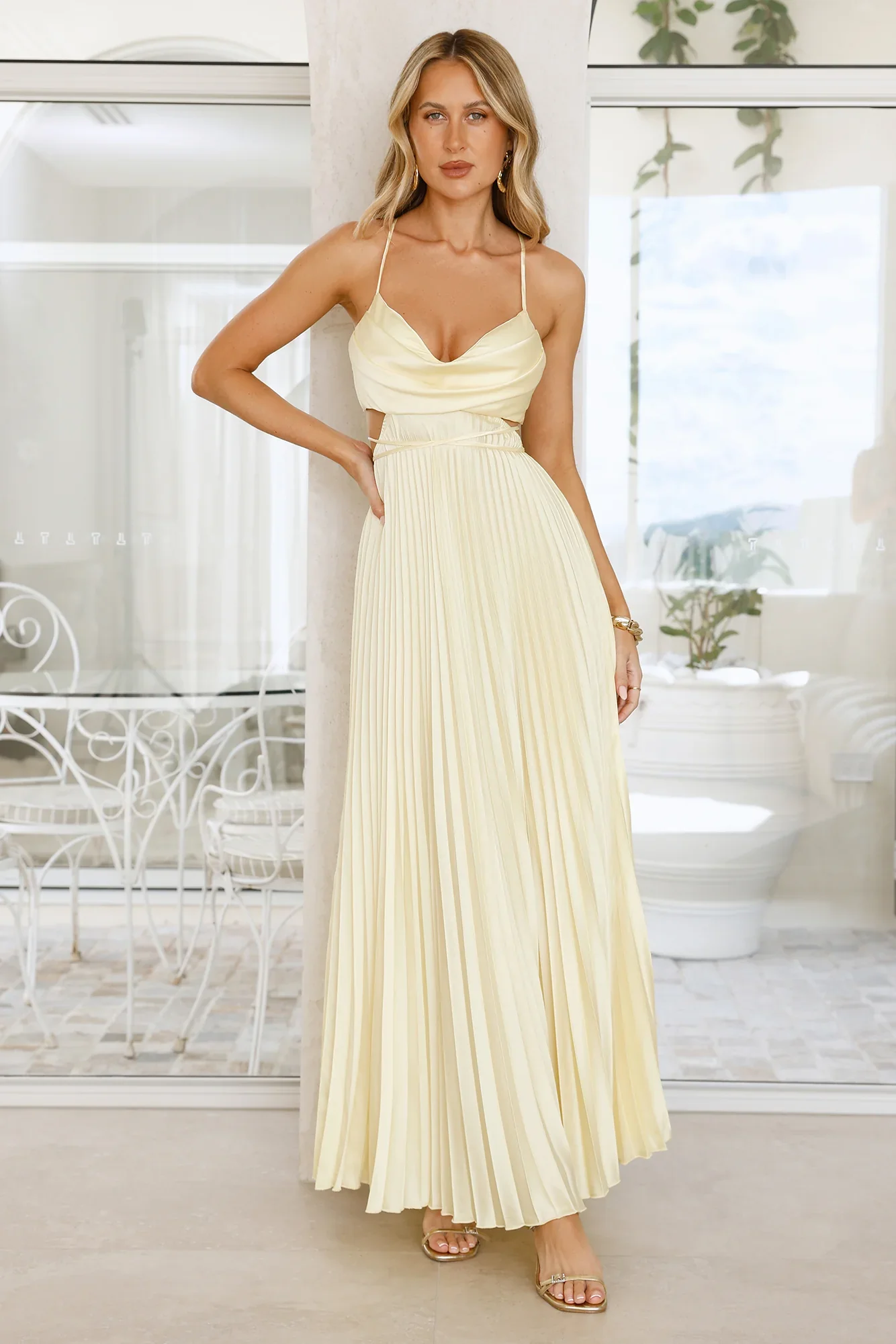 In My Prime Satin Maxi Dress Yellow