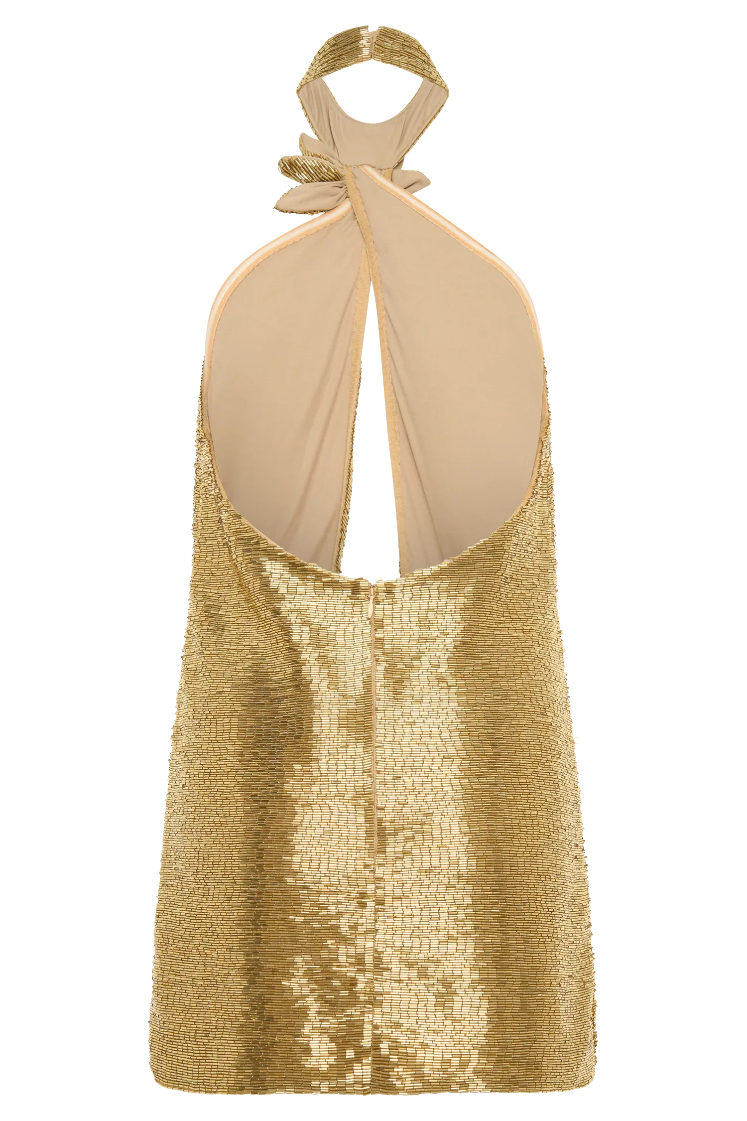 Nylah Beaded Halter Mini Dress - Gold