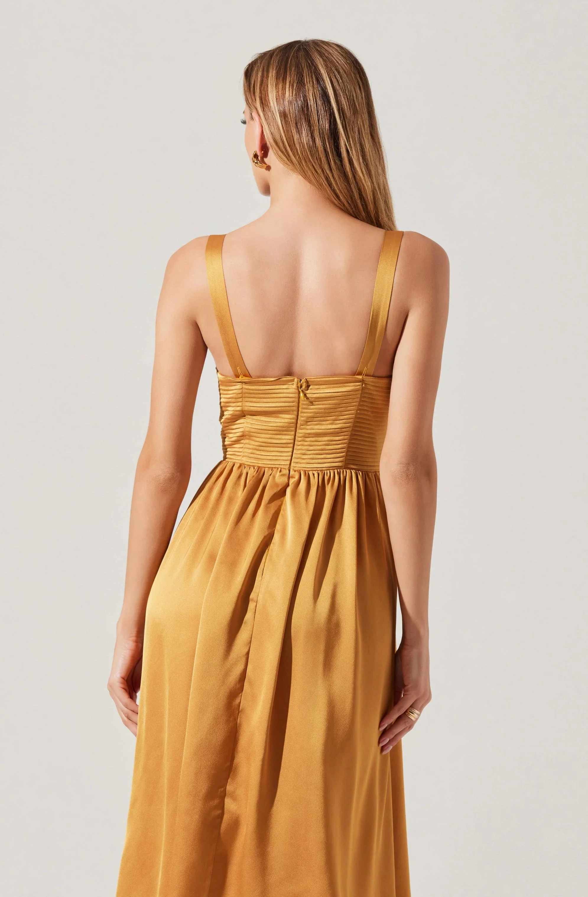 Pleated Bustier Midi Dress
