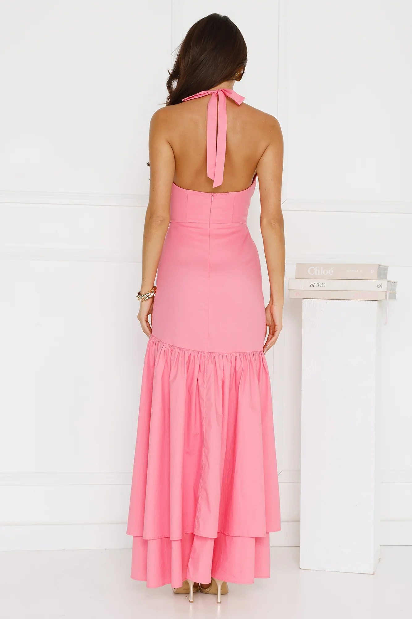 Lavish At Nighttime Halter Maxi Dress Pink