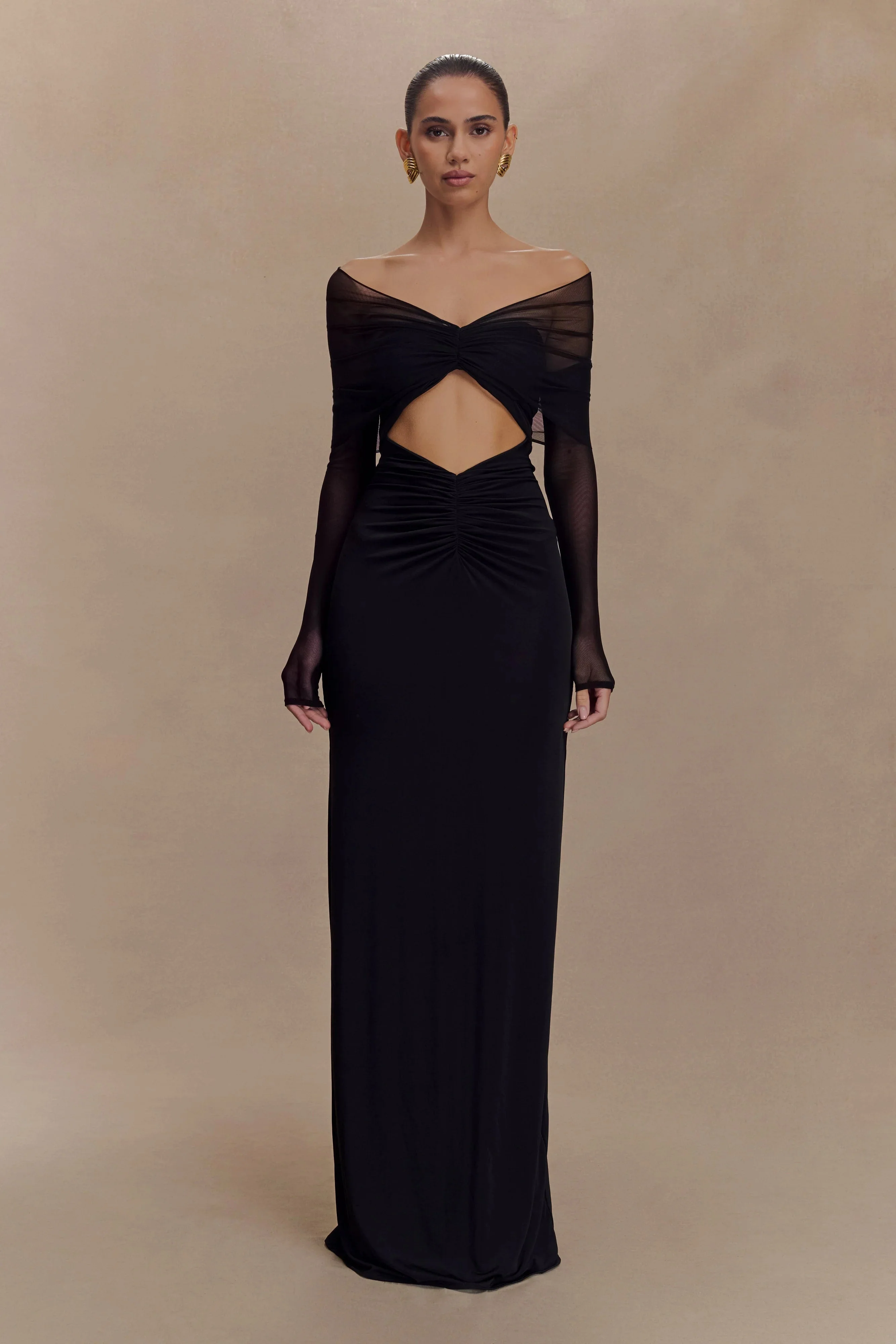 Rafaella Slinky And Mesh Maxi Dress - Black