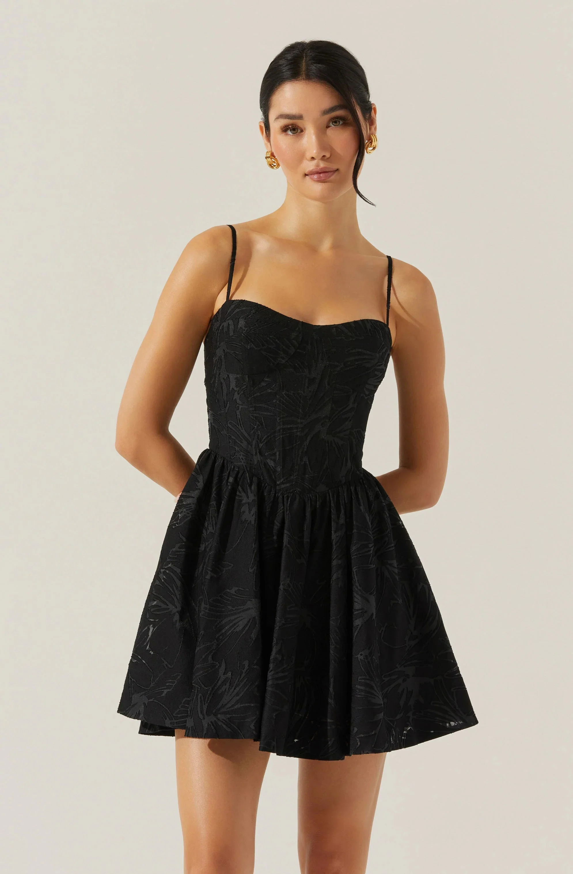 Linelly Jacquard Bustier Skater Dress
