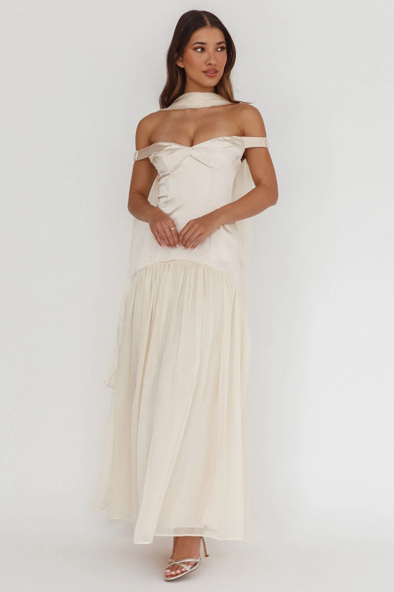 Kaycee Drop Waist Maxi Dress Champagne
