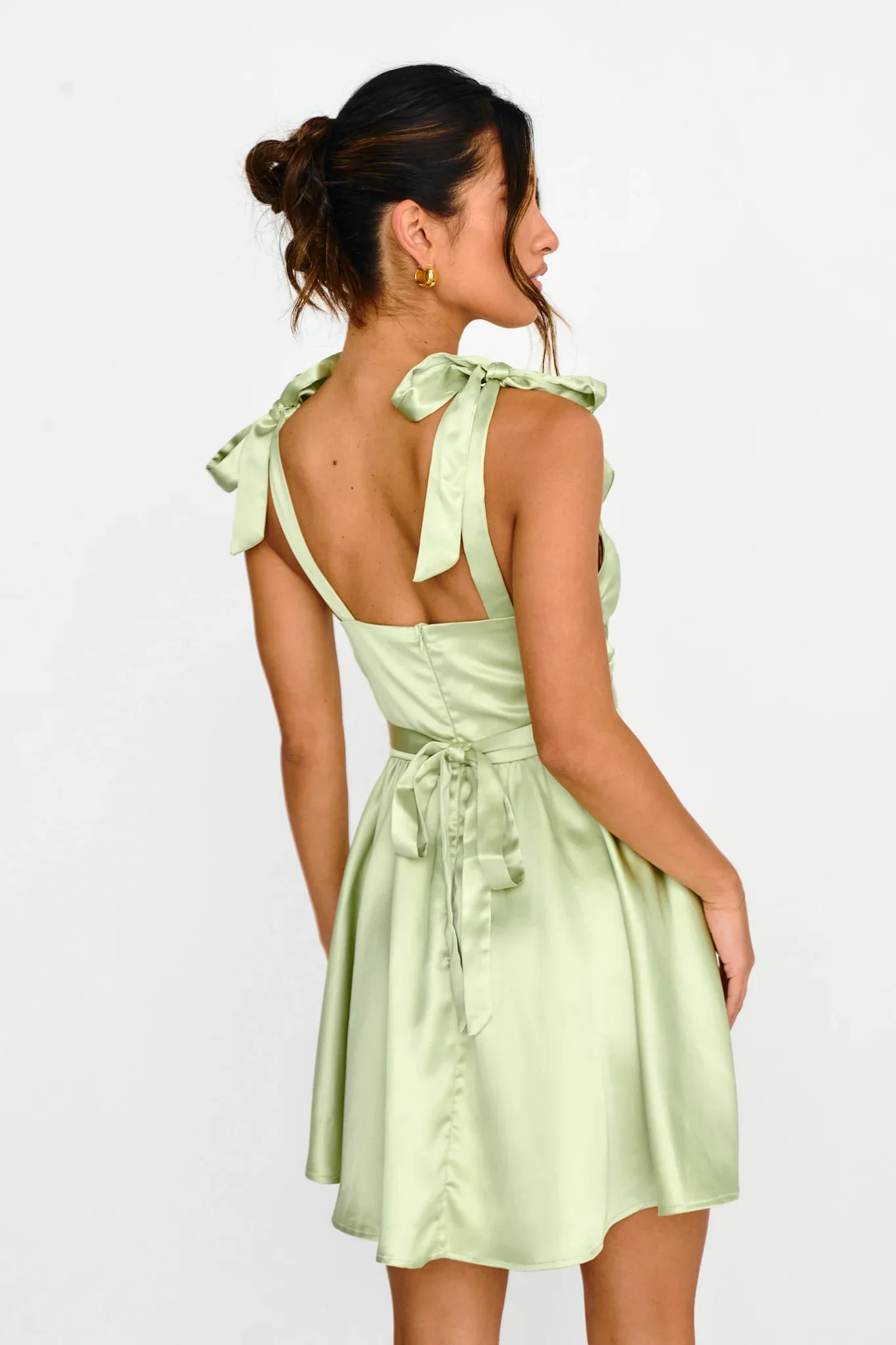 Majesty Tied Shoulder Mini Dress Lime