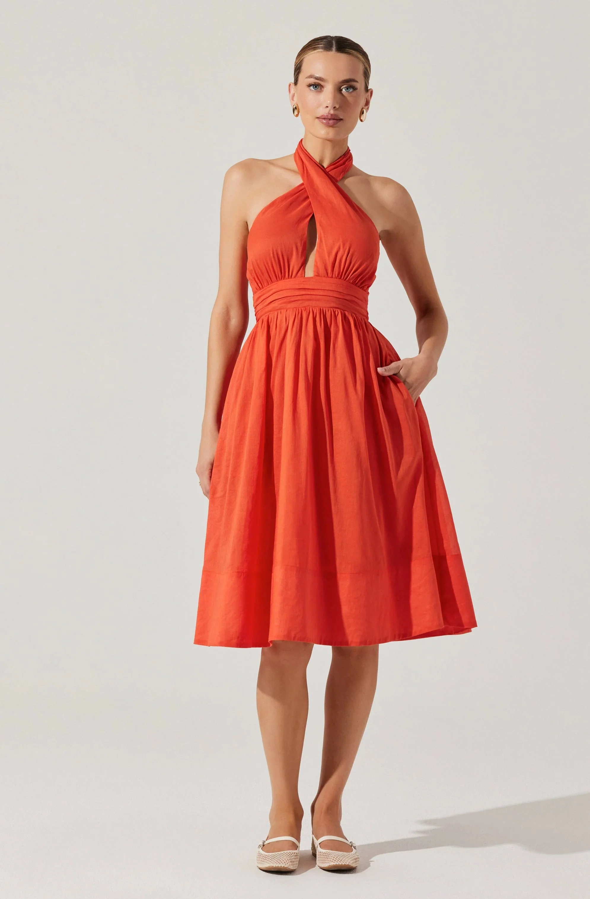 Kalia Crossover Halter Mini Dress