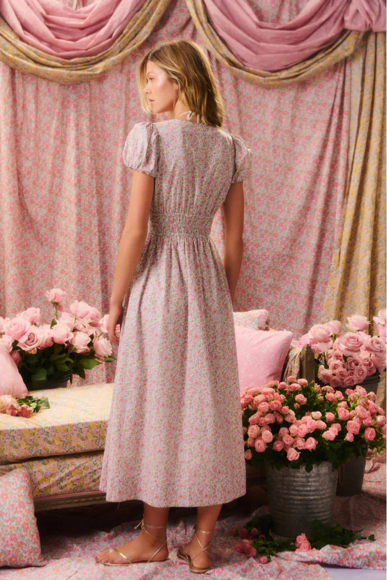 Sabela Liberty Fabric Puff Sleeve Midi Dress