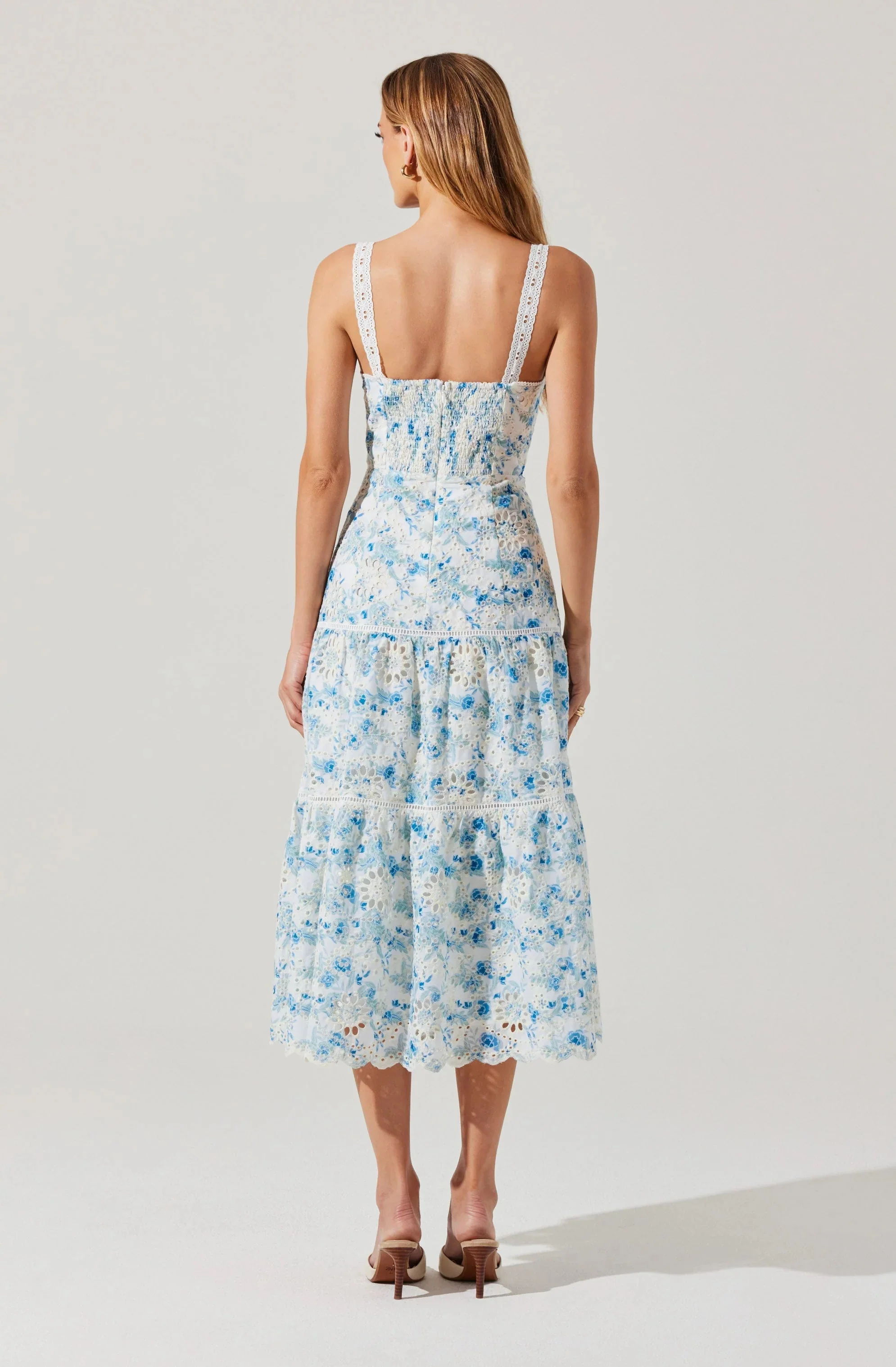 Pellagia Floral Eyelet Midi Dress