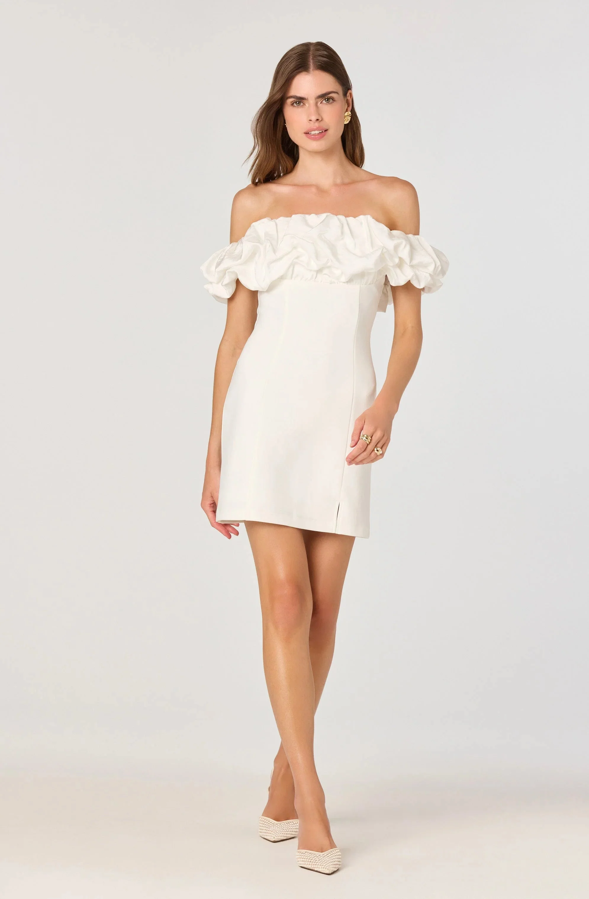 Ruffle Strapless Off Shoulder Dress