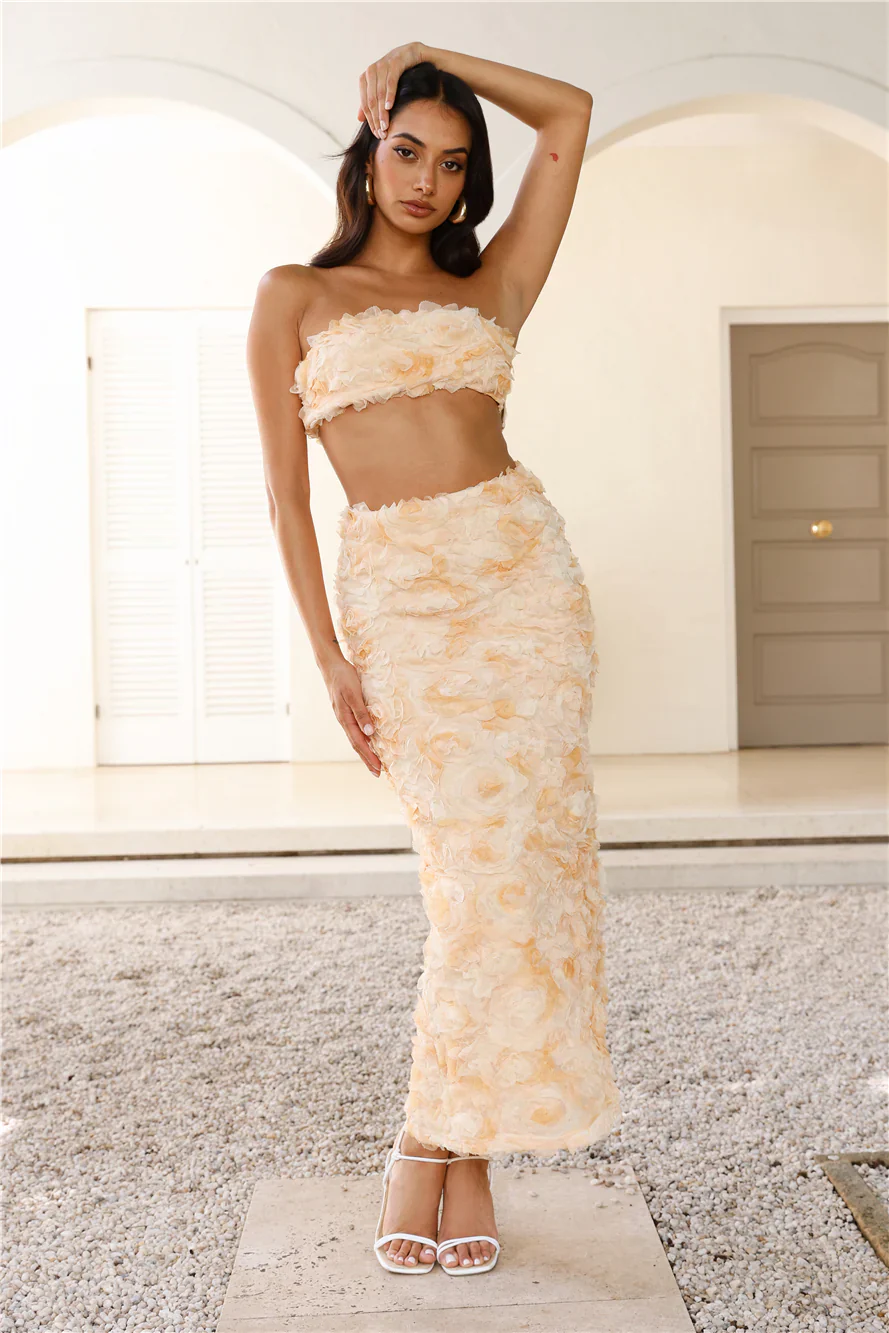 Hotel Lobby Strapless Crop Top Yellow