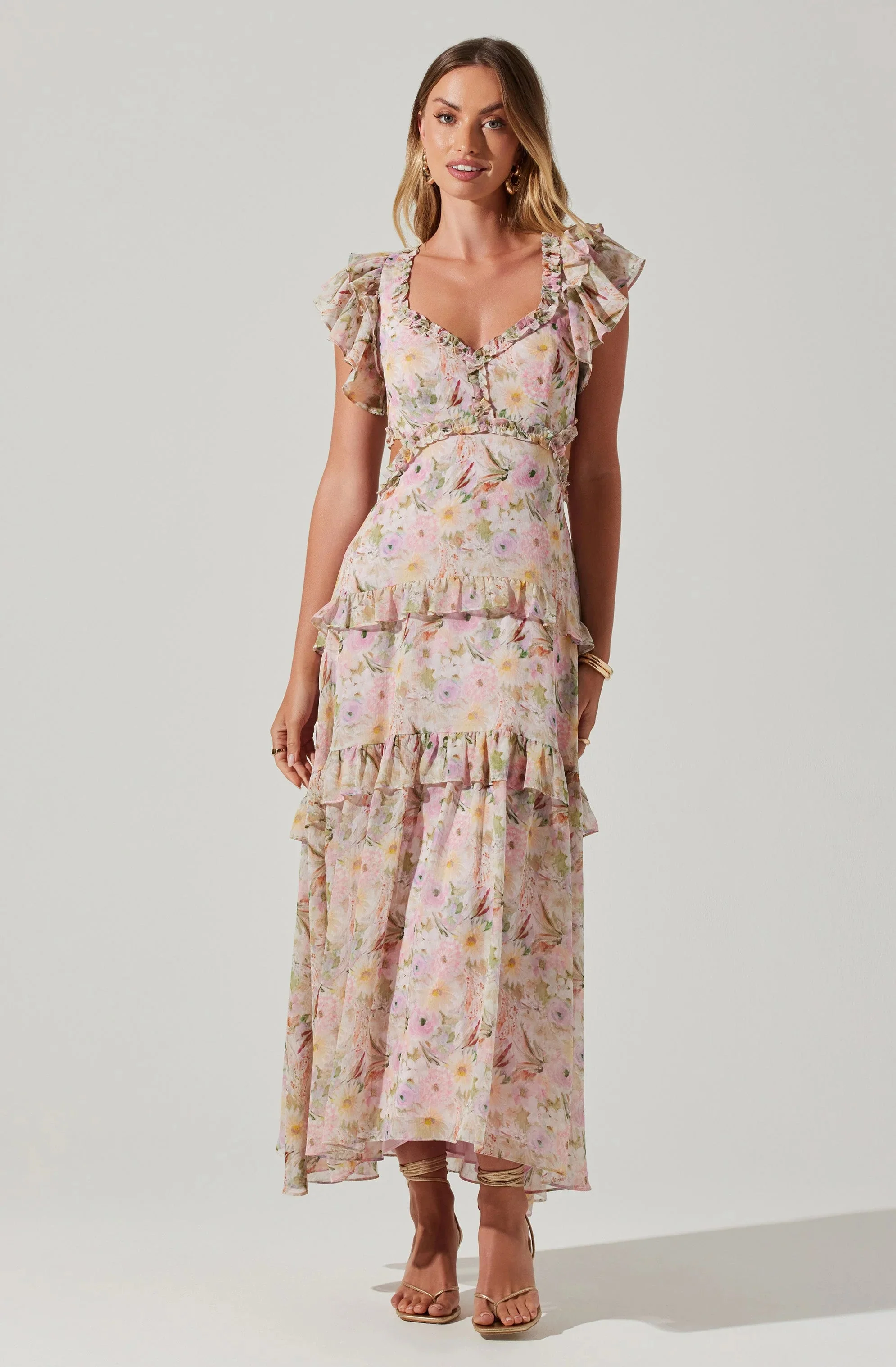 Mable Floral Tiered Ruffle Maxi Dress