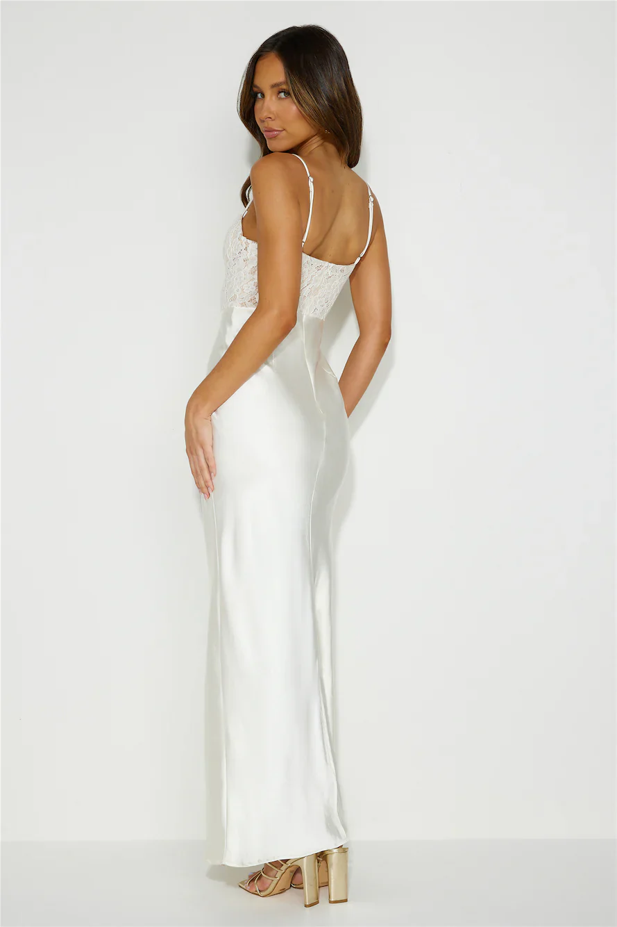 Keeping Memories Alive Satin Midi Dress Cream