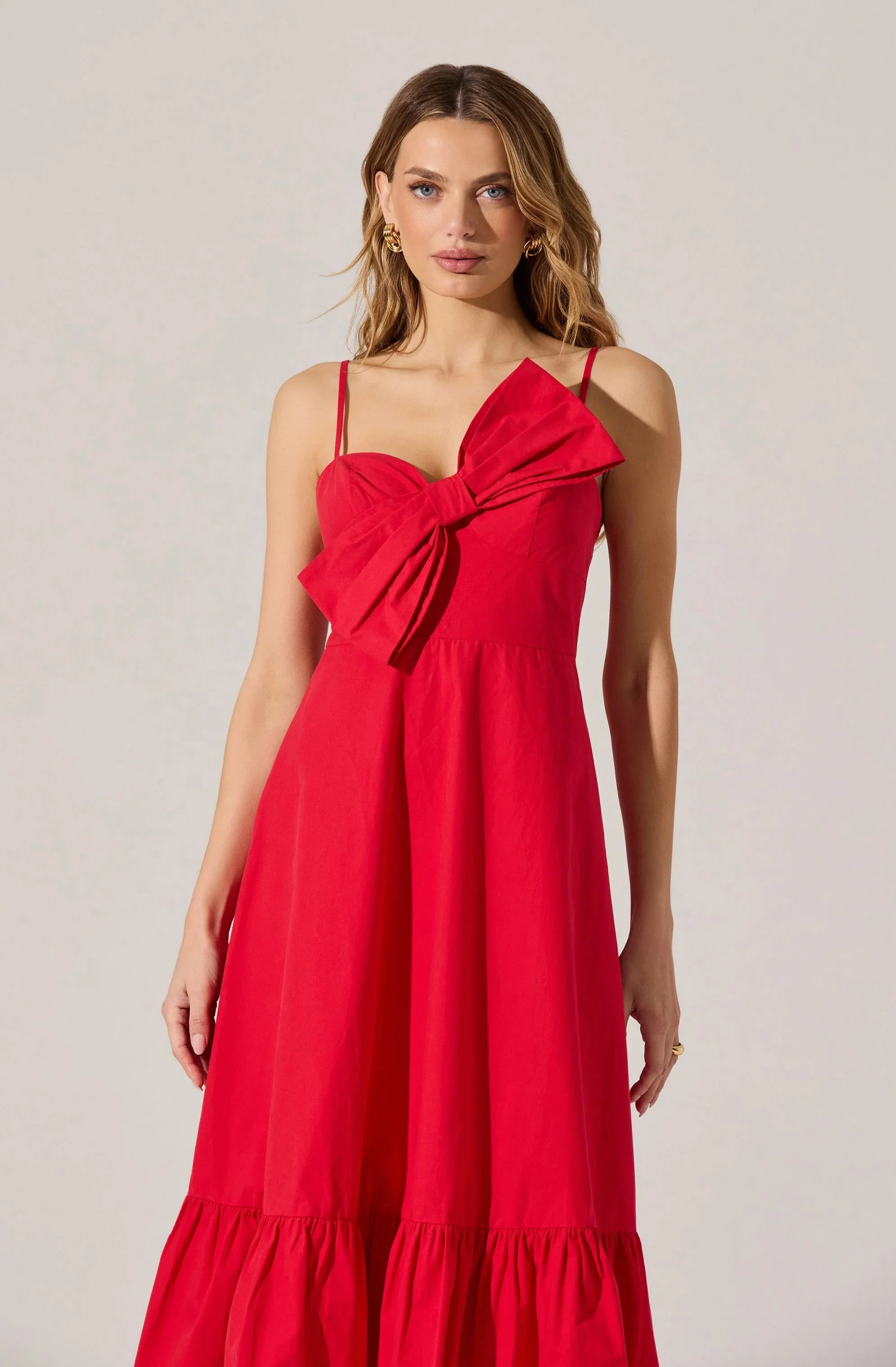 Asymmetrical Bow Midi Dress