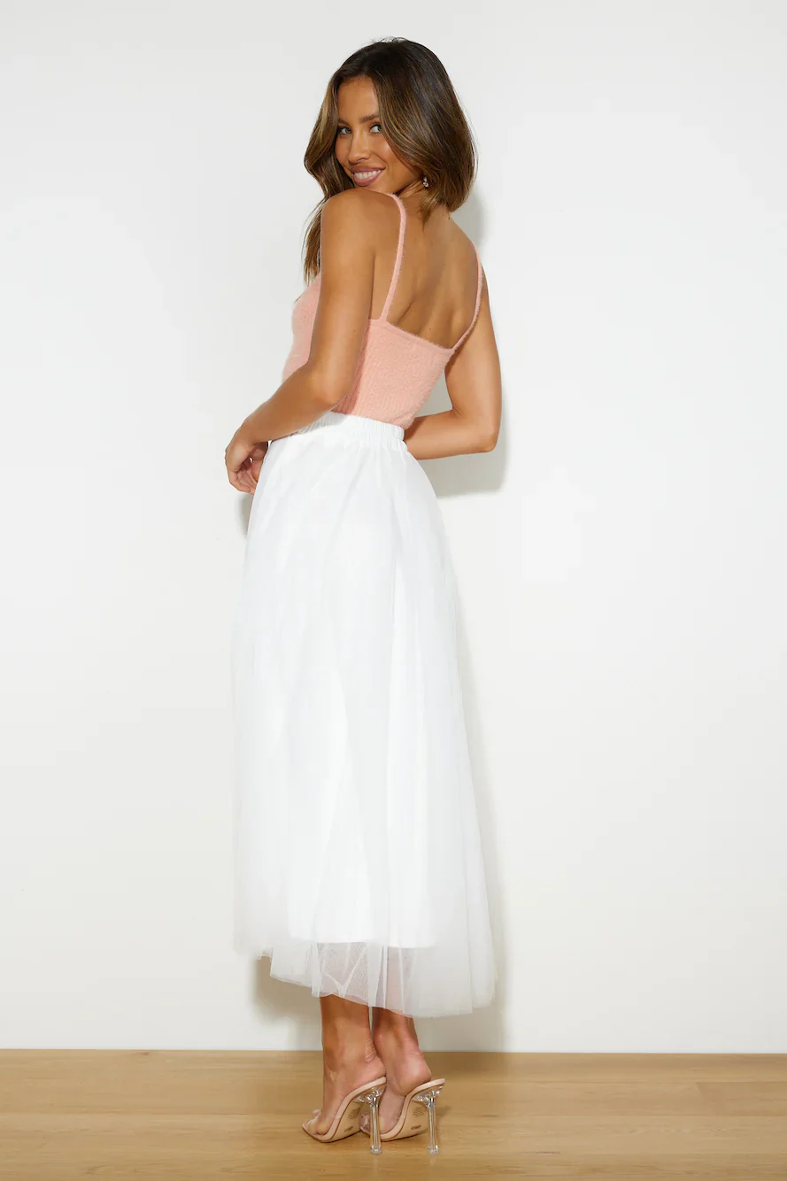 Keeping It Smart Midi Skirt White