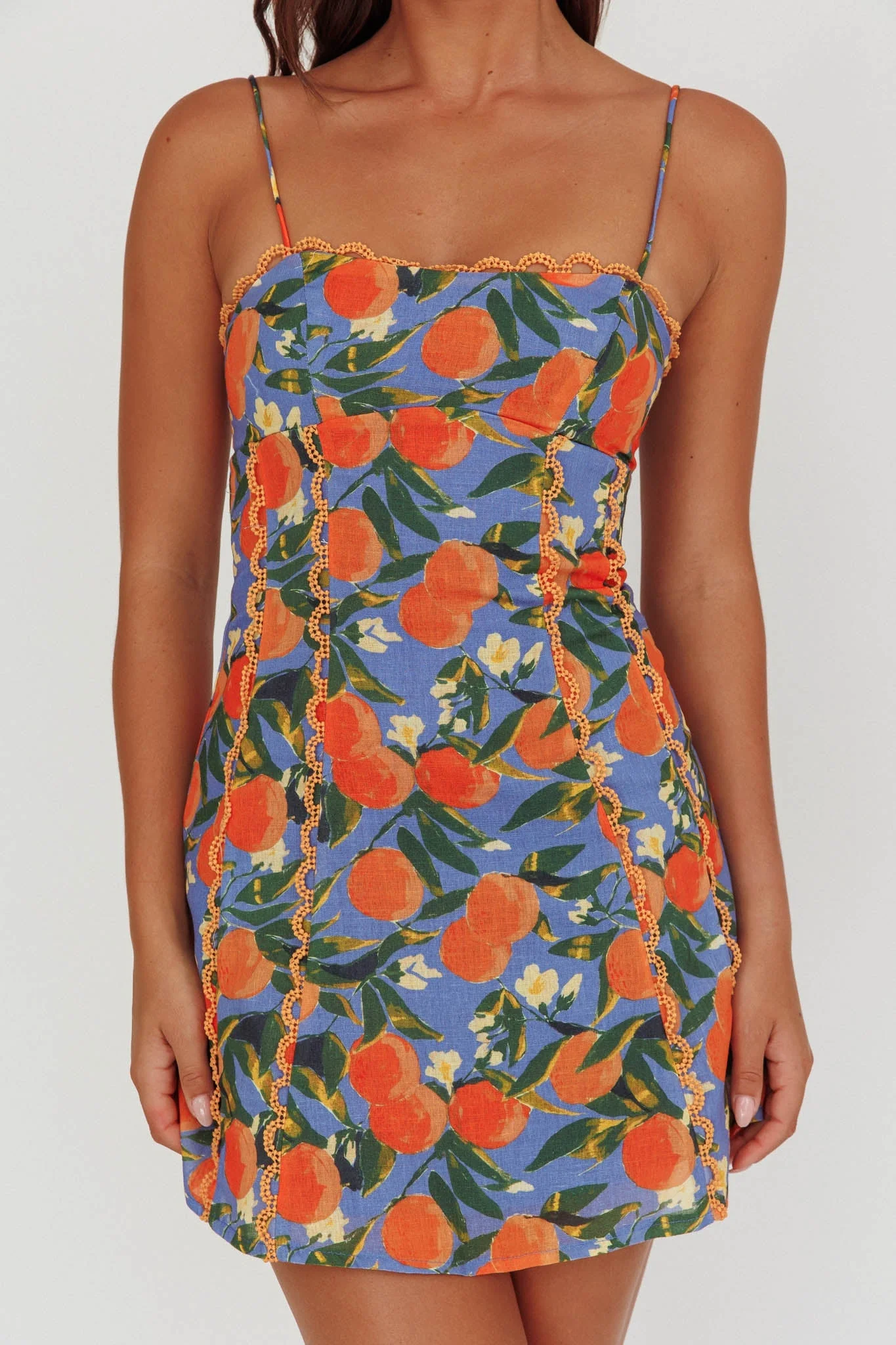 Chamberlain Scallop Trim Mini Dress Citrus Orange