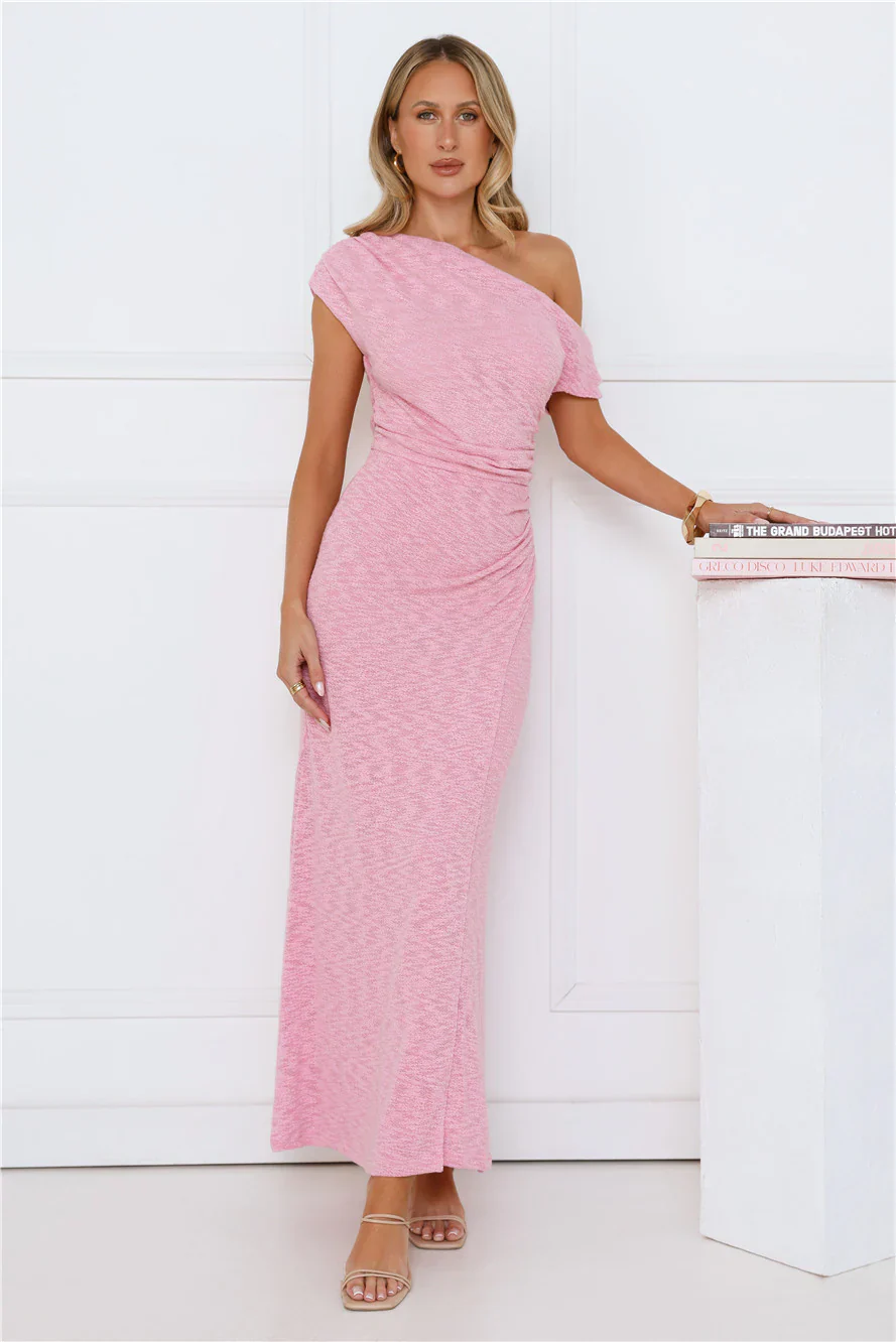 In My Style Era Off Shoulder Maxi Dress Pink
