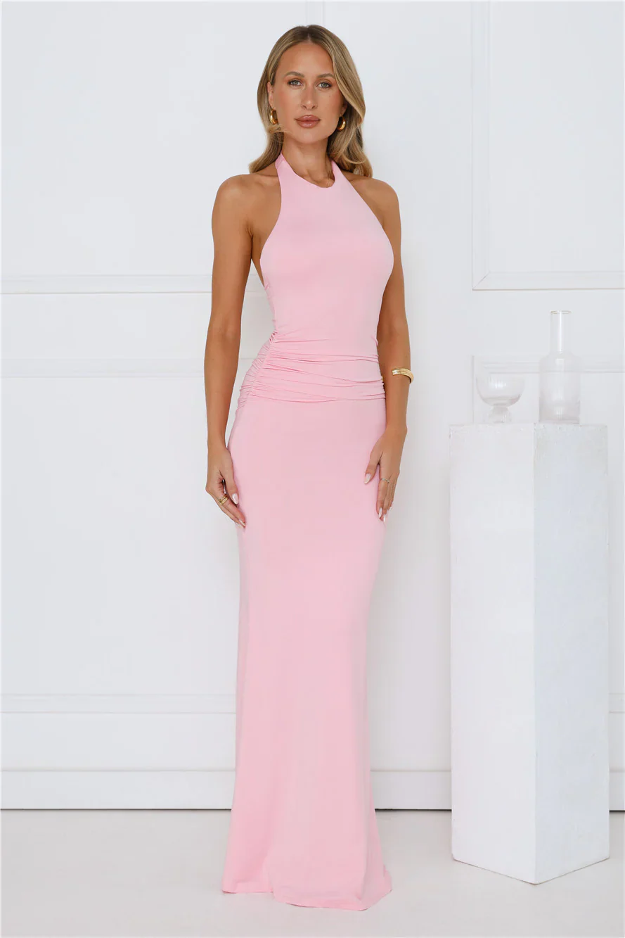 Iconic Dream Halter Maxi Dress Pink