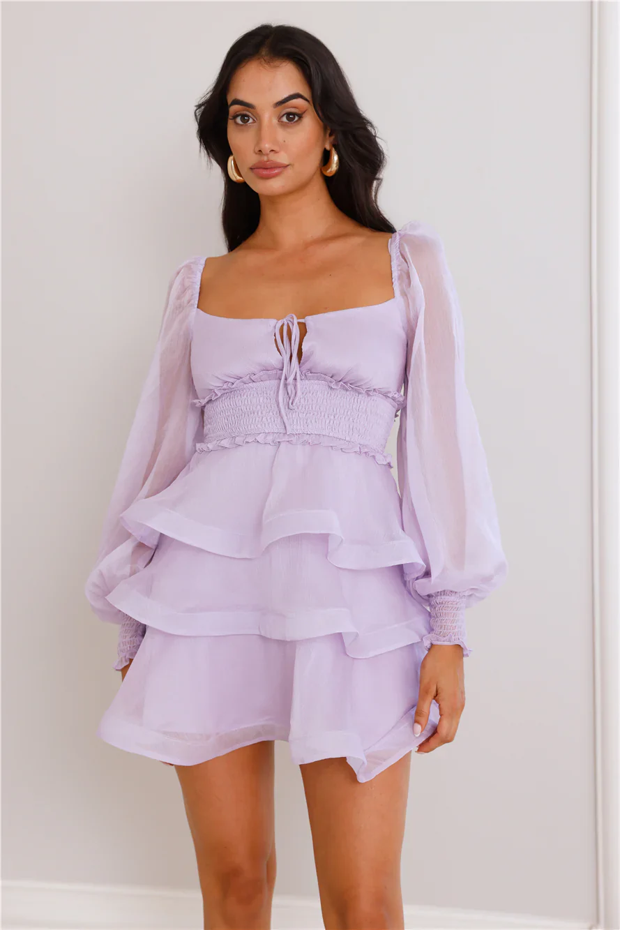 Lavender Love Long Sleeve Mini Dress Purple