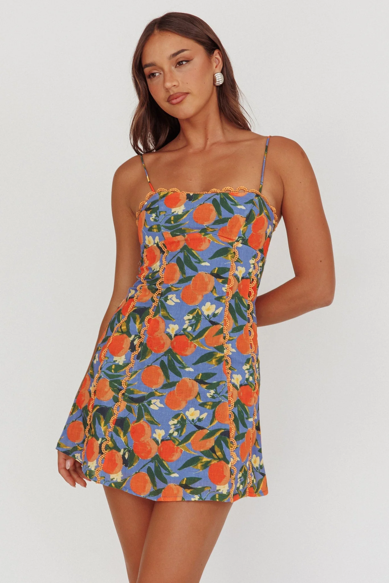 Chamberlain Scallop Trim Mini Dress Citrus Orange