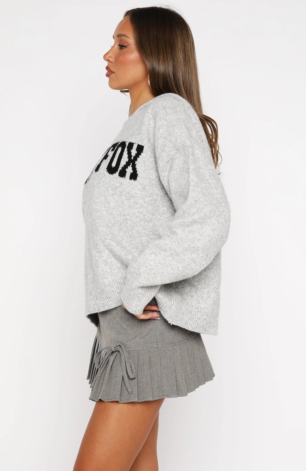 Off To Better Things Oversized Knit Hoodie Light Grey