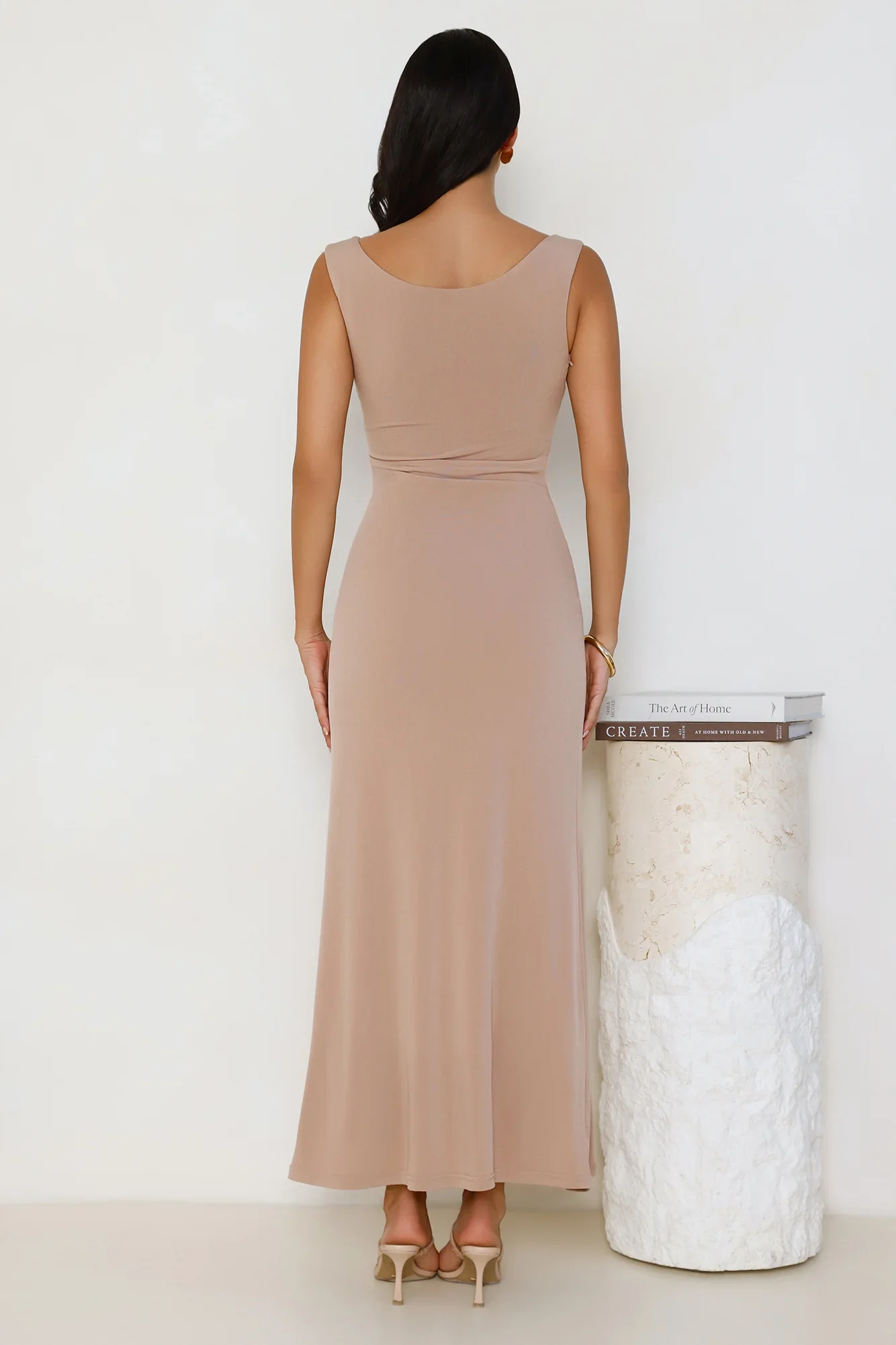 Iconic Aura Mesh Maxi Dress Beige