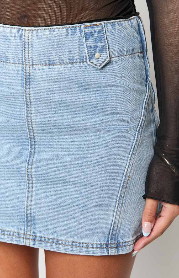 Kole Light Wash Denim Mini Skirt