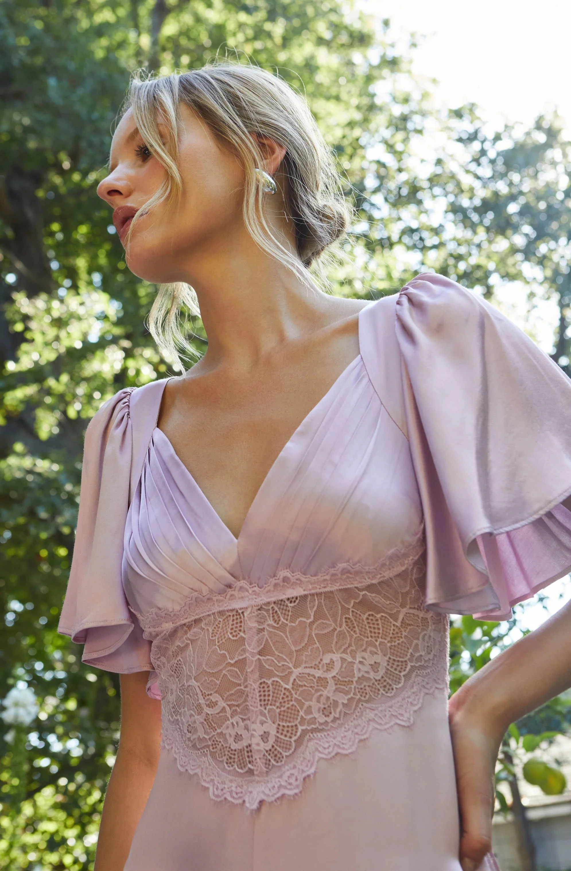 Aurelia Satin V-Neck Midi Dress