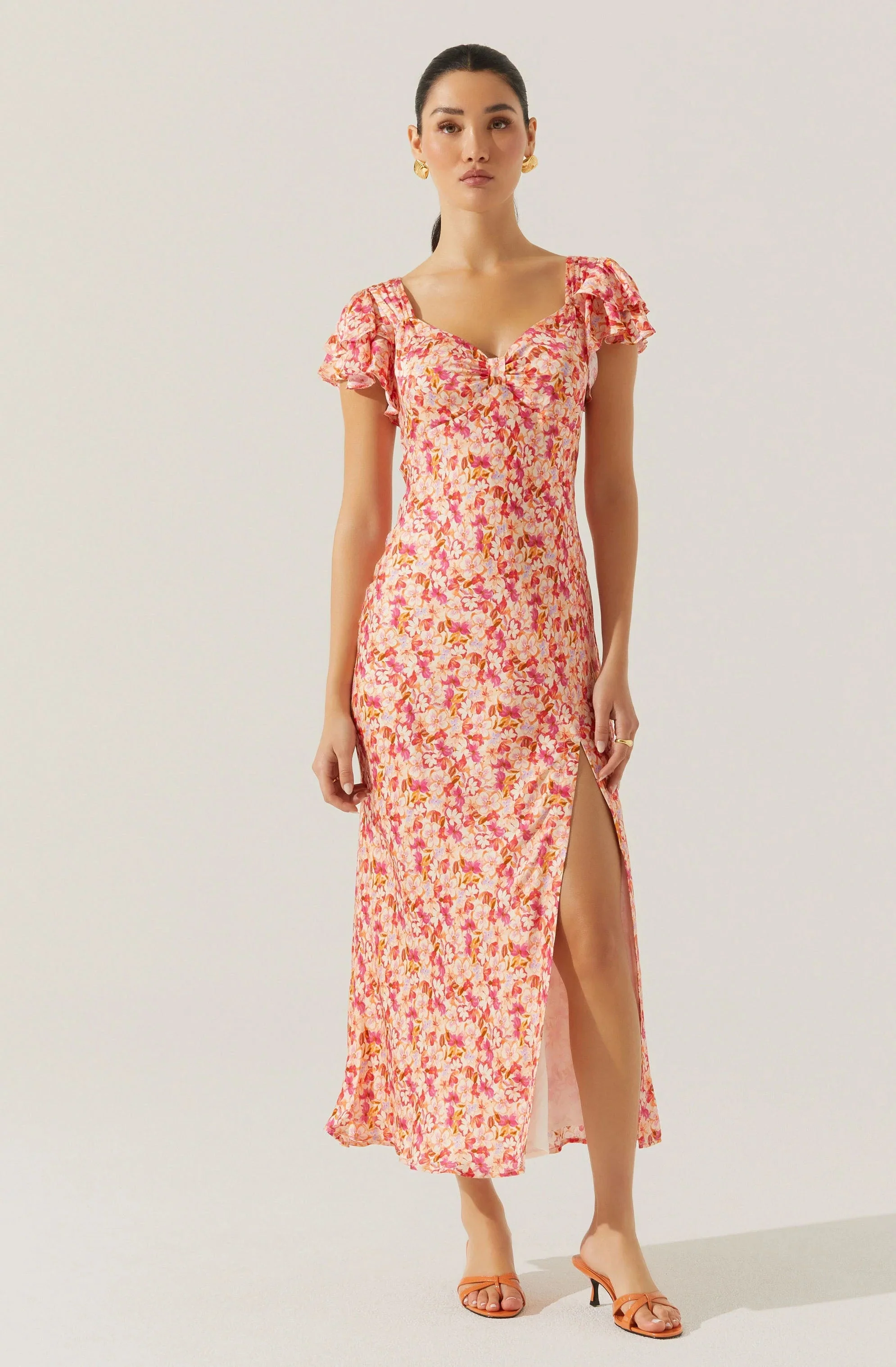 Maisy Floral Flutter Sleeve Midi Dress
