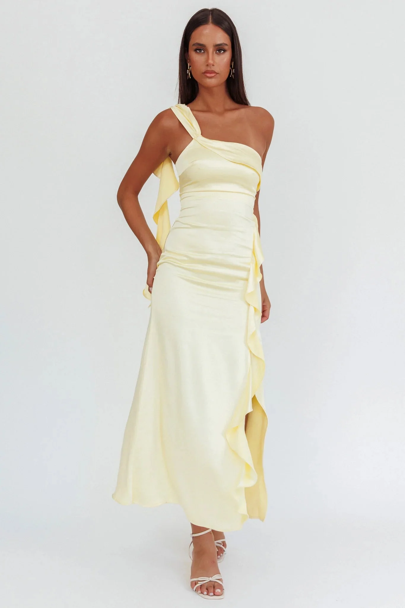 Carmel One-Shoulder Split Maxi Dress Butter