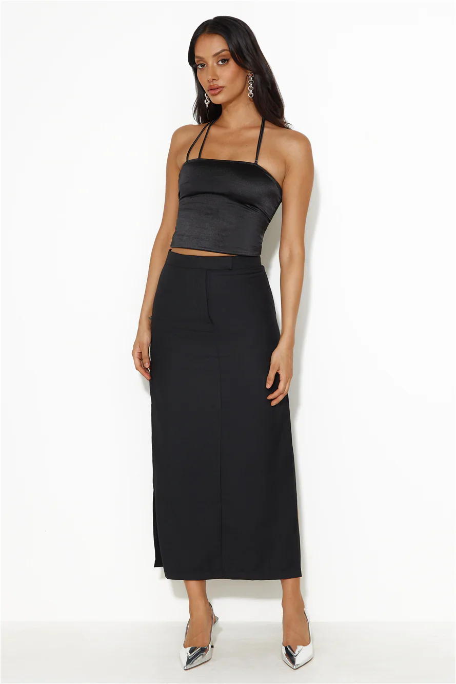 LIONESS Minimalist Maxi Skirt Onyx