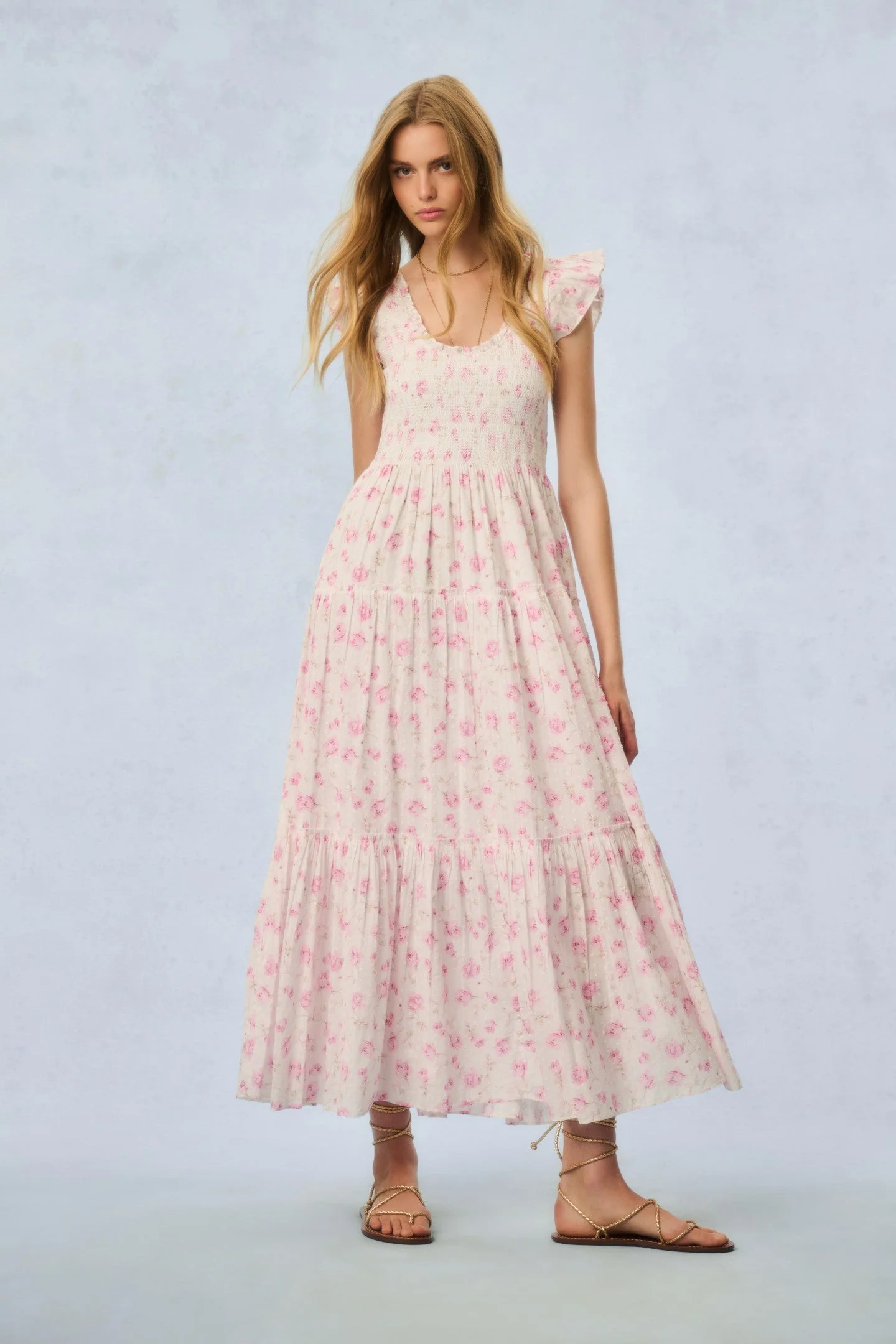 Chessie Fragrance Print Cotton Maxi Dress