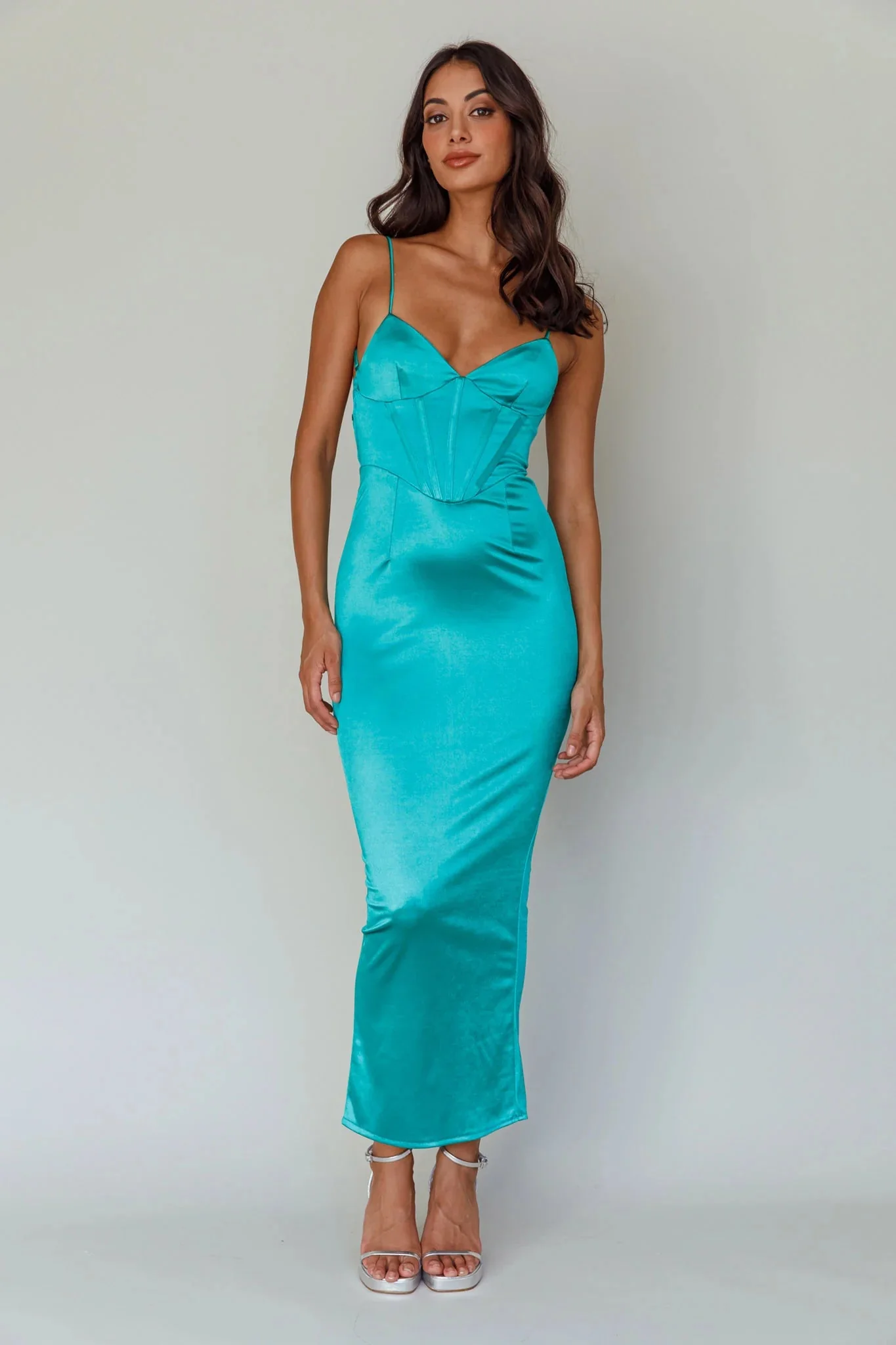 Seraya Lace-Up Back Dress Green