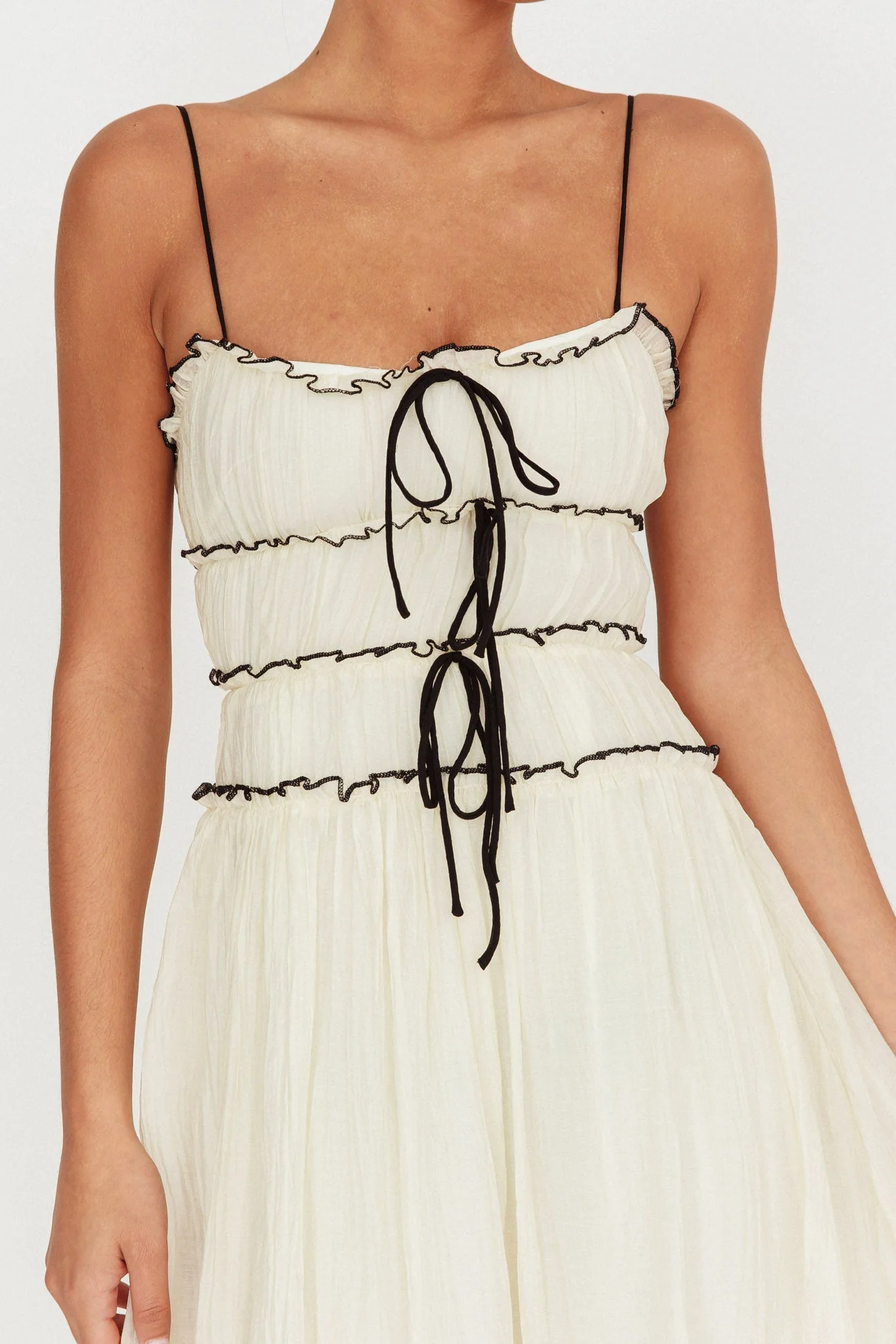 Maidens Tie Accent Maxi Dress Cream