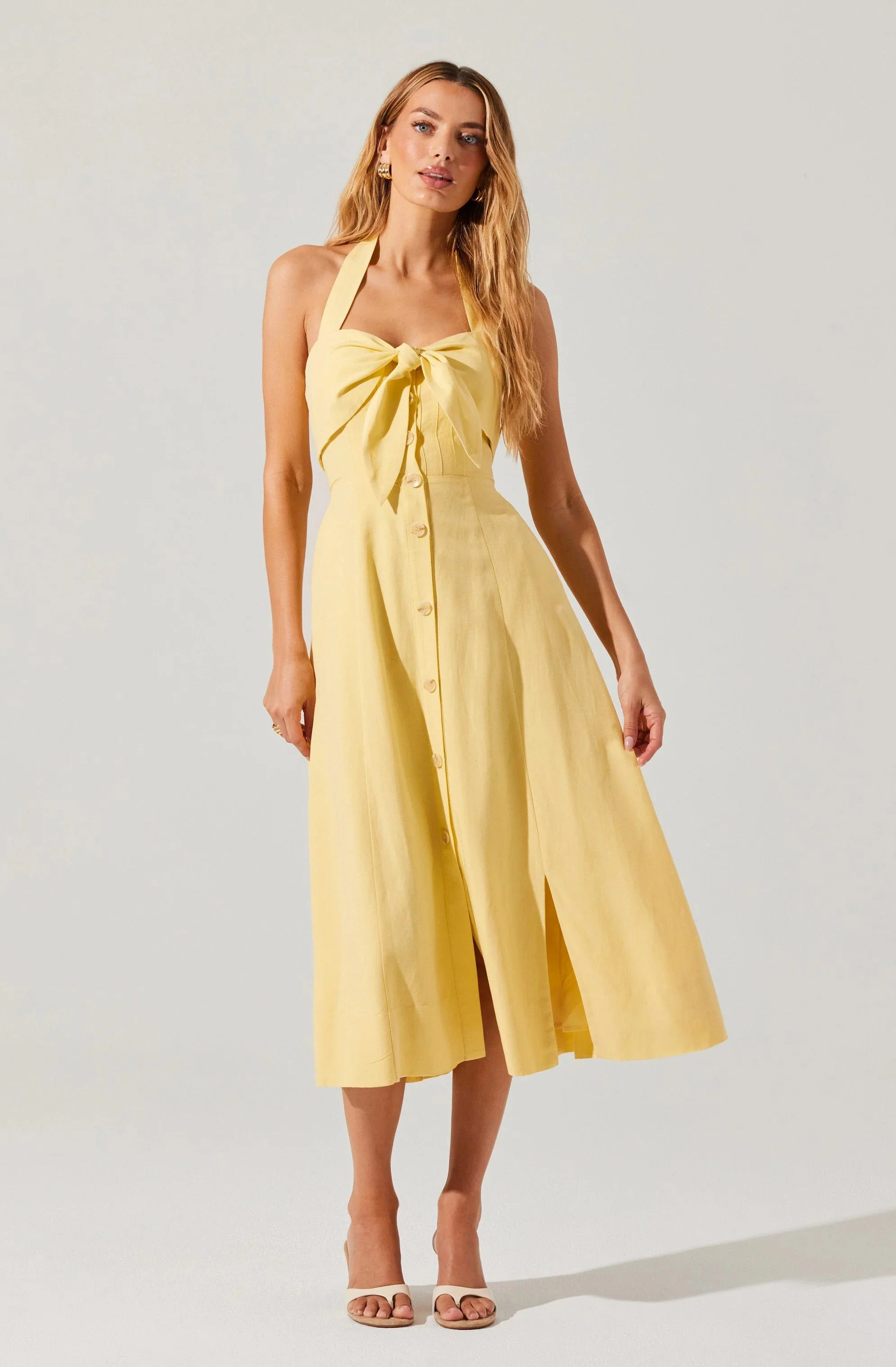 Katherine Linen-Blend Halter Dress