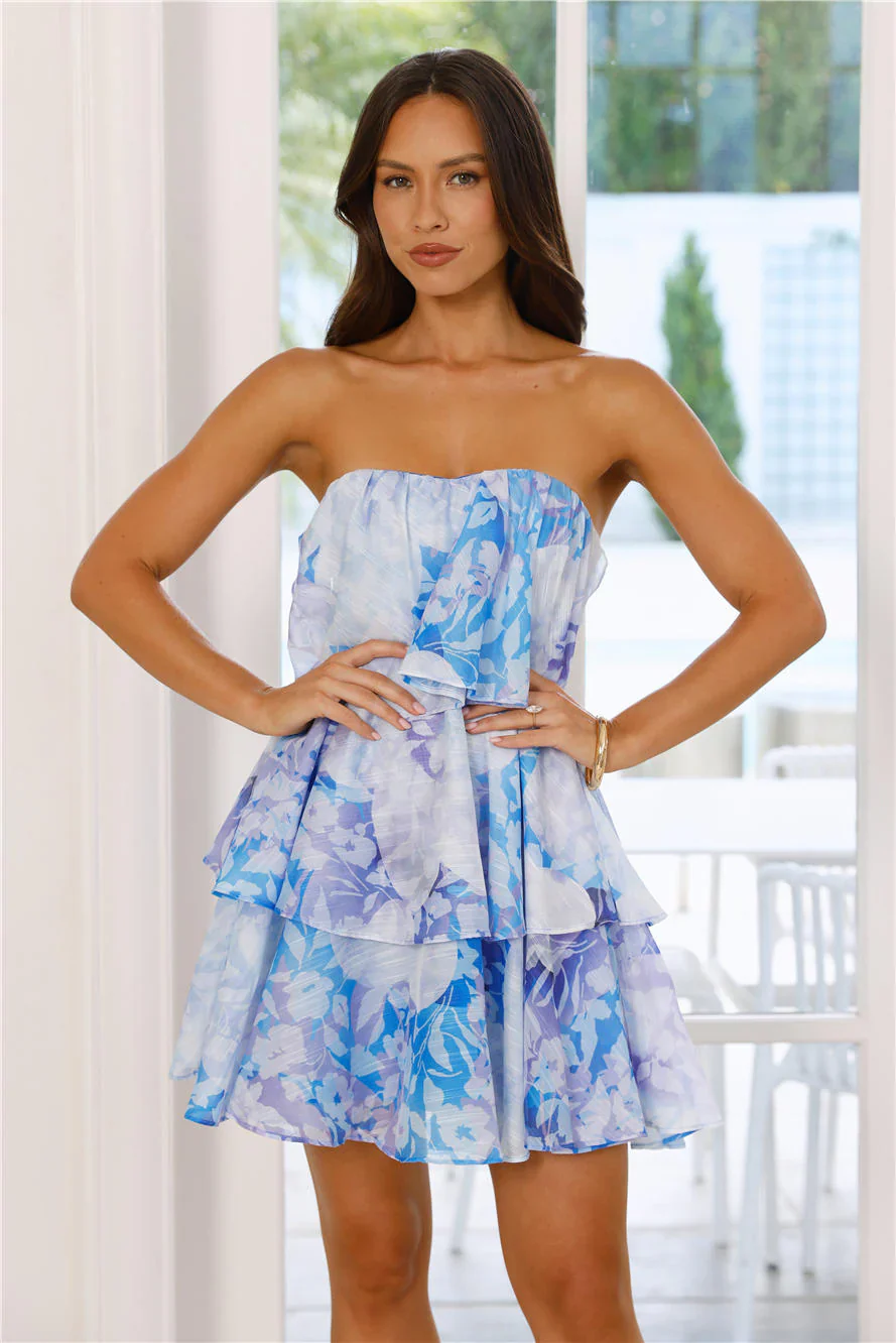 Icon In The Making Strapless Mini Dress Blue