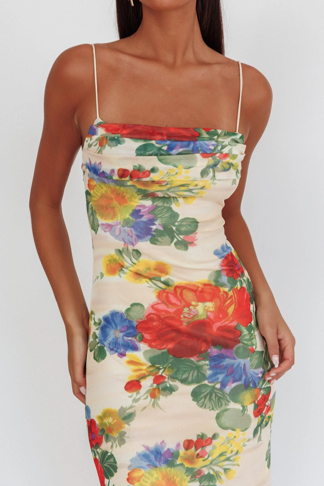 Days Ahead Mesh Overlay Maxi Dress Floral Pink