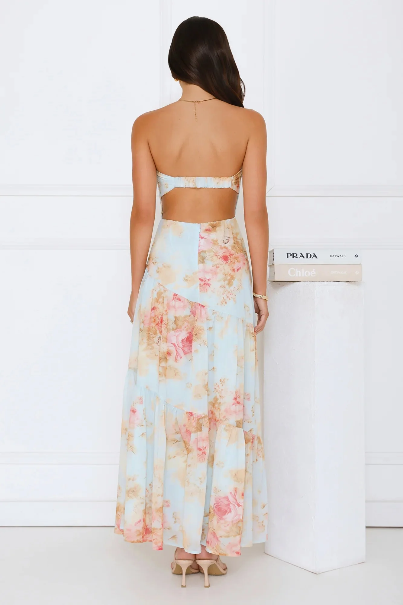 She’s the Blueprint Strapless Maxi Dress Print
