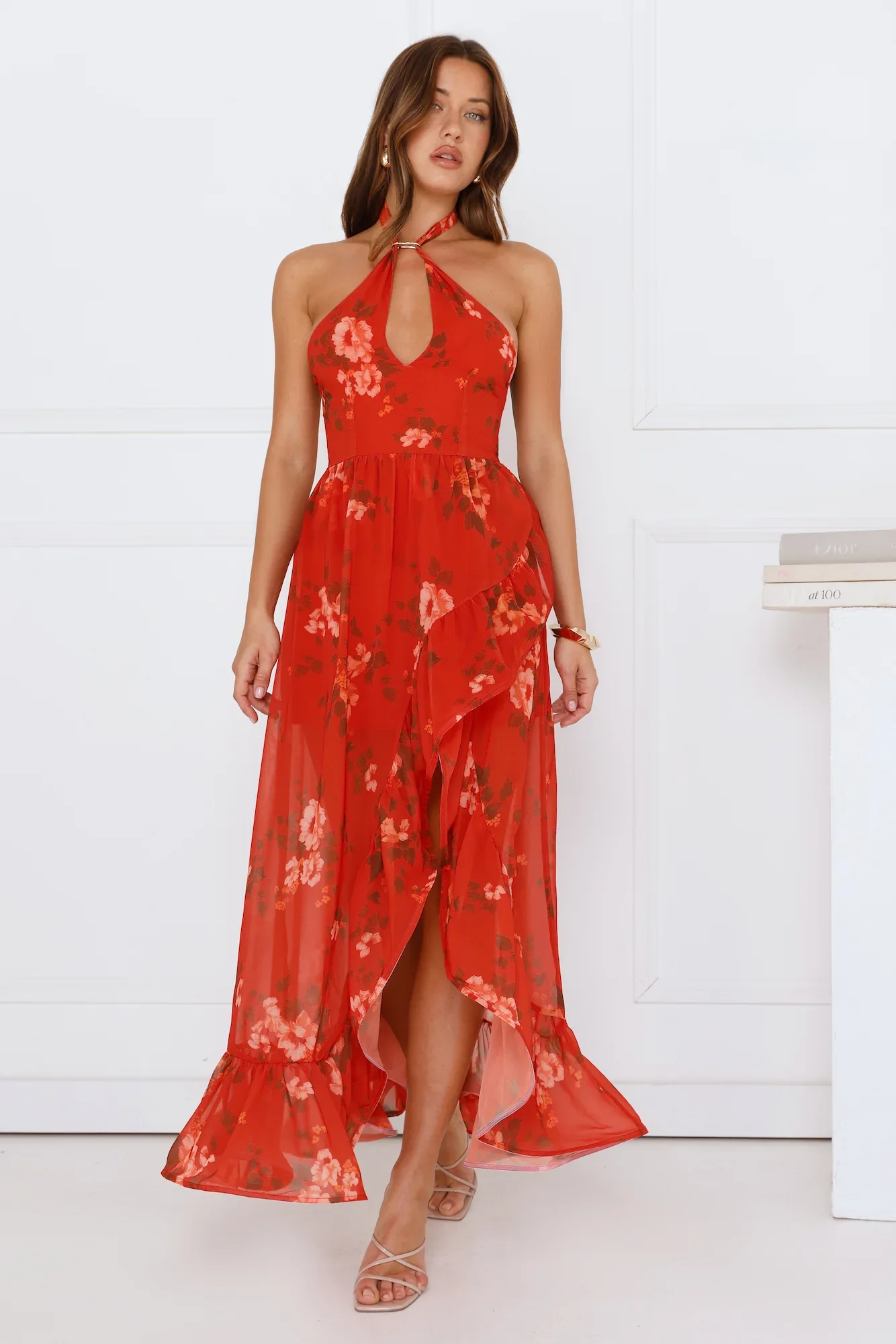 High Sun Halter Maxi Dress Orange