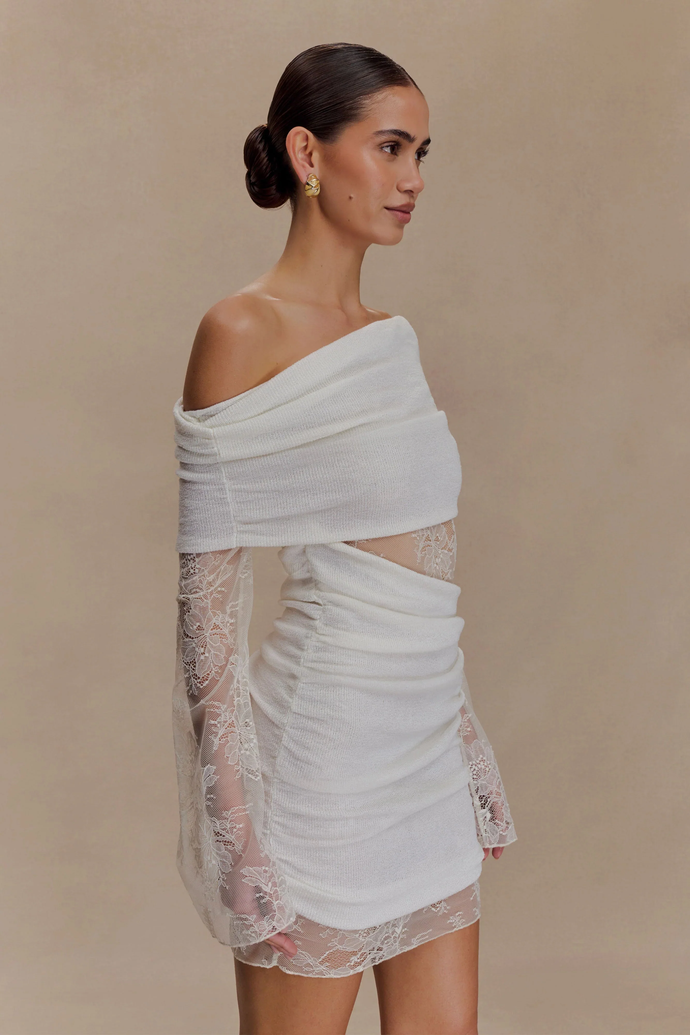 Luxie Lace Knit Mini Dress - Ivory