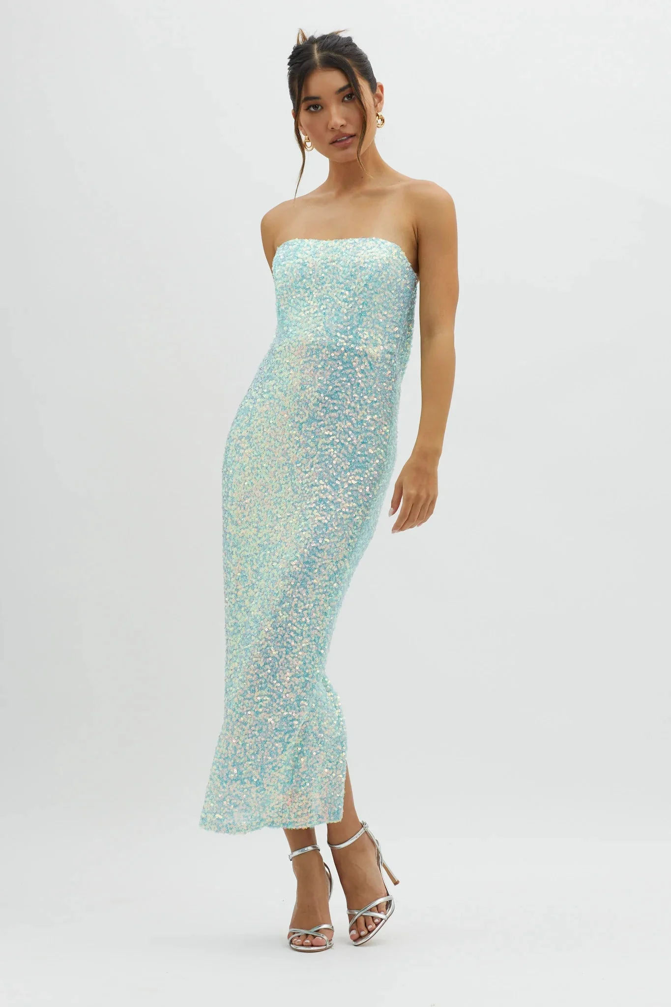 C'est Moi Sequin Laced Back Blue