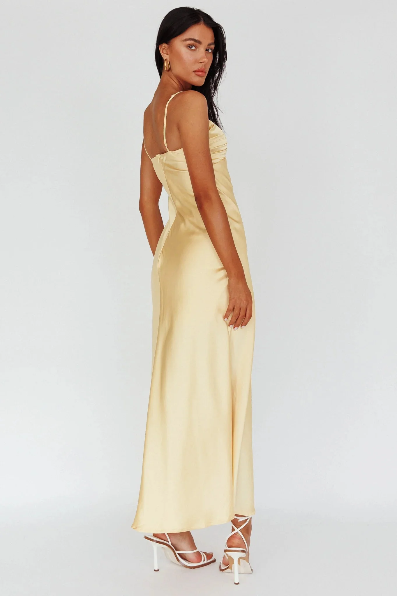 Siva Gathered Bust Midi Dress Yellow