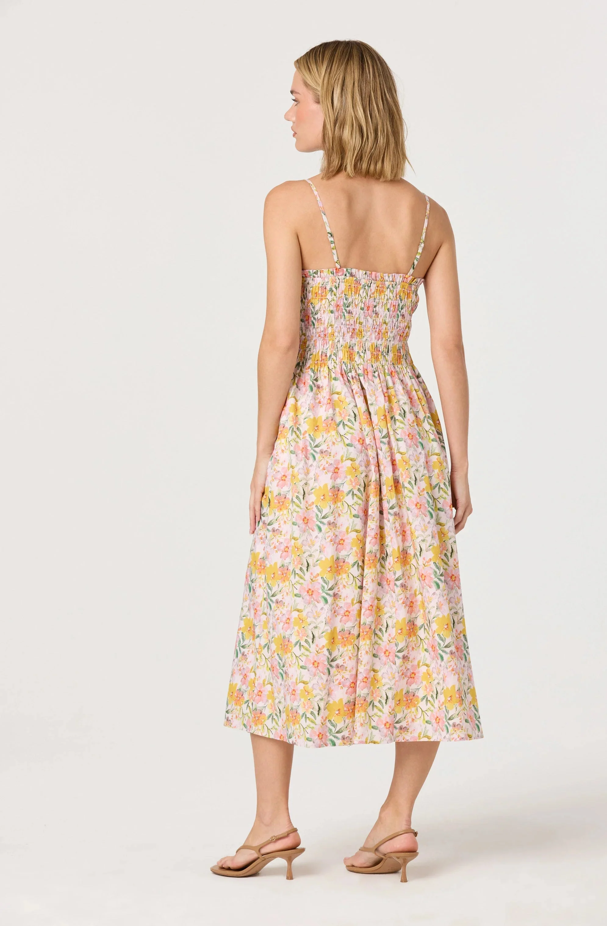 Smocked Floral Midi Dress