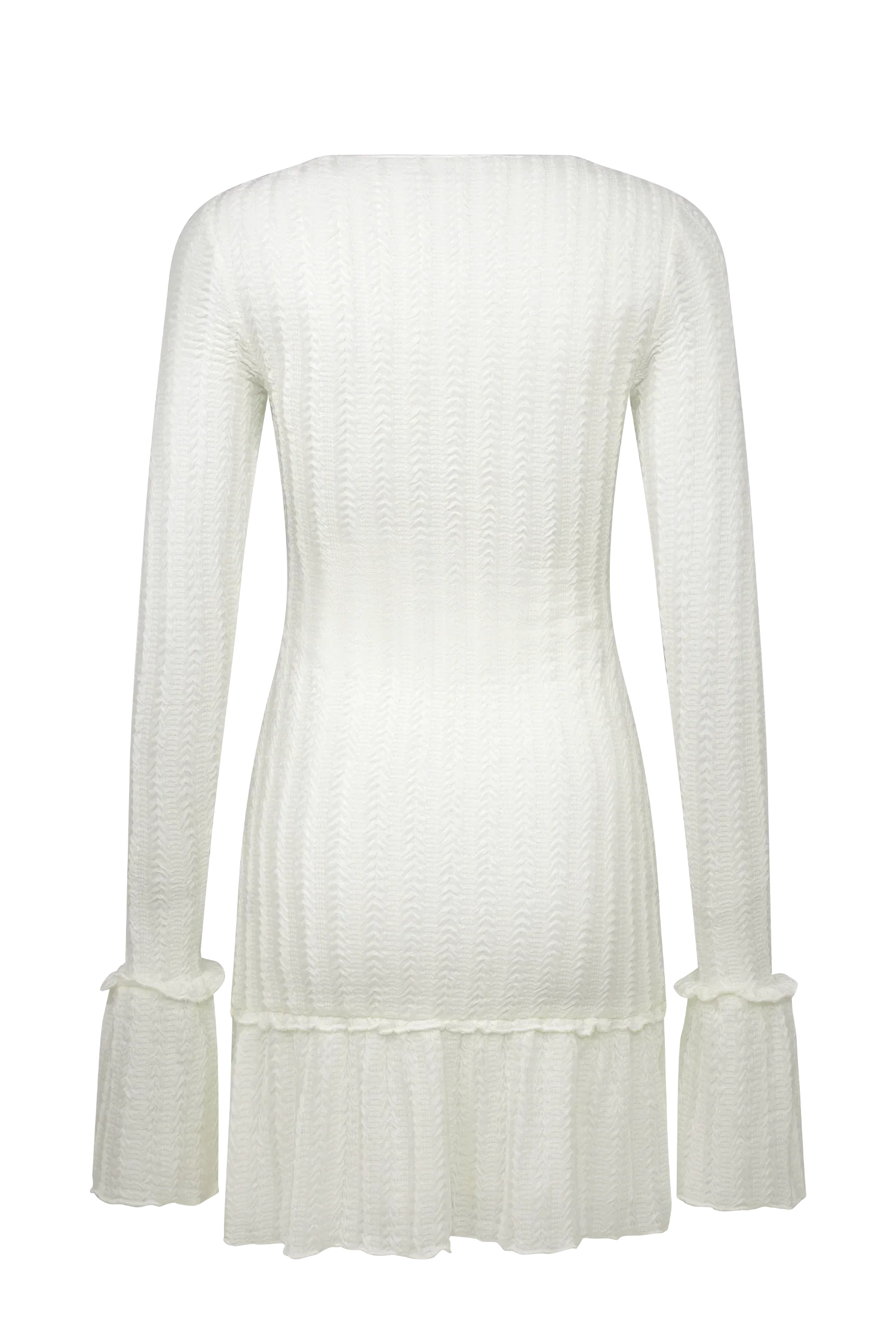 Daphne Pointelle Long Sleeve Mini Dress - Ivory