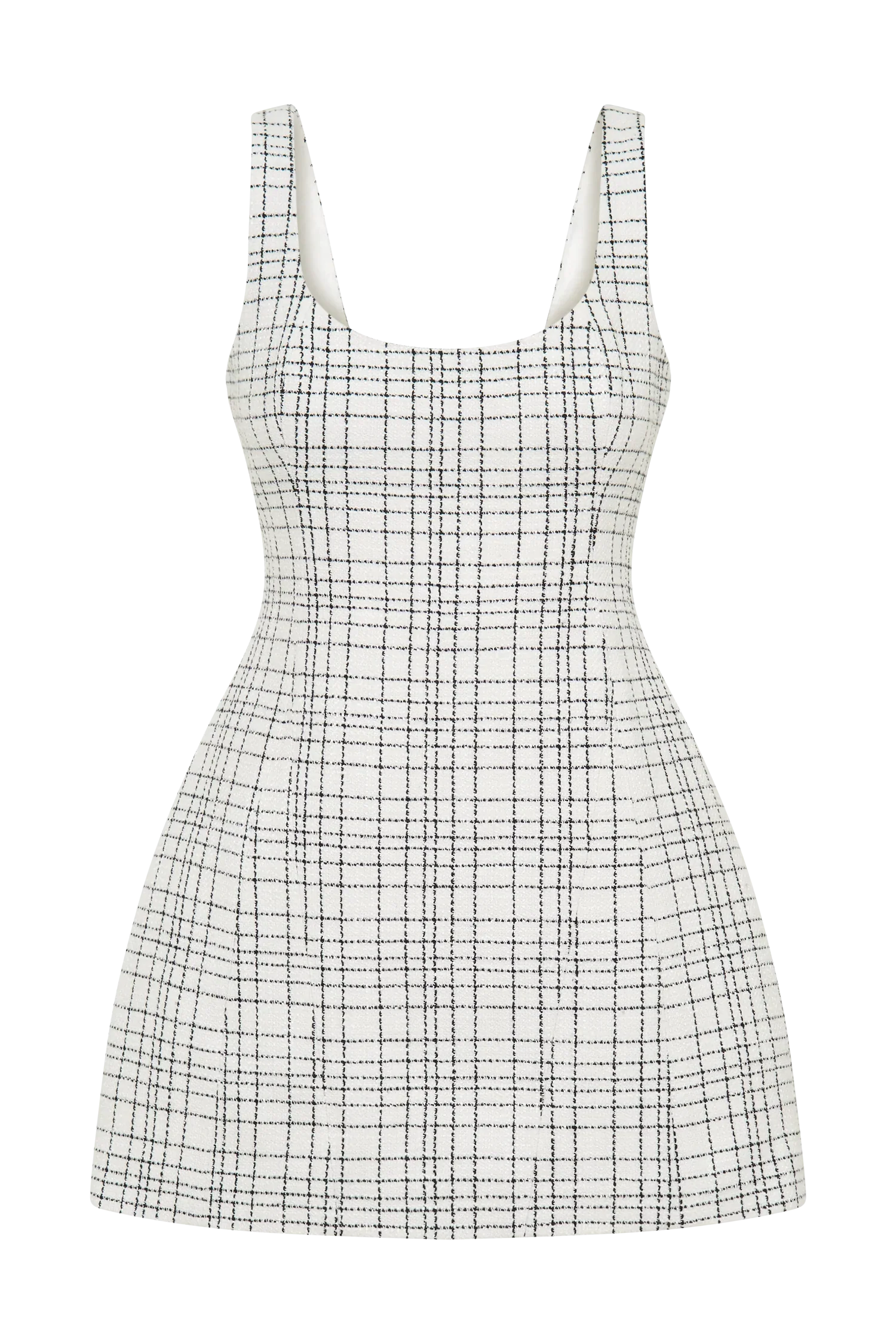 Beth Tweed Mini Dress - White Check