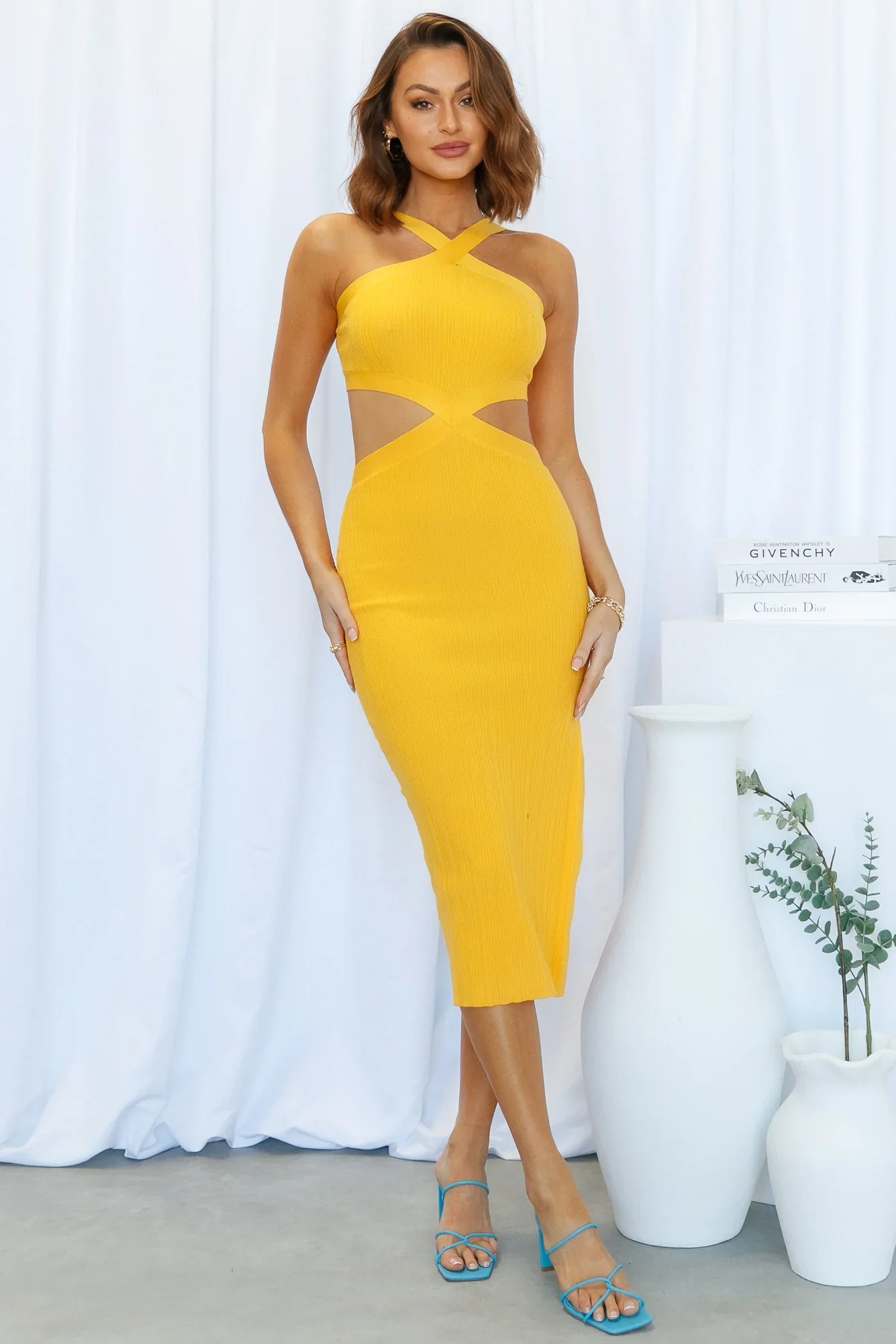I Adore U Midi Dress Yellow