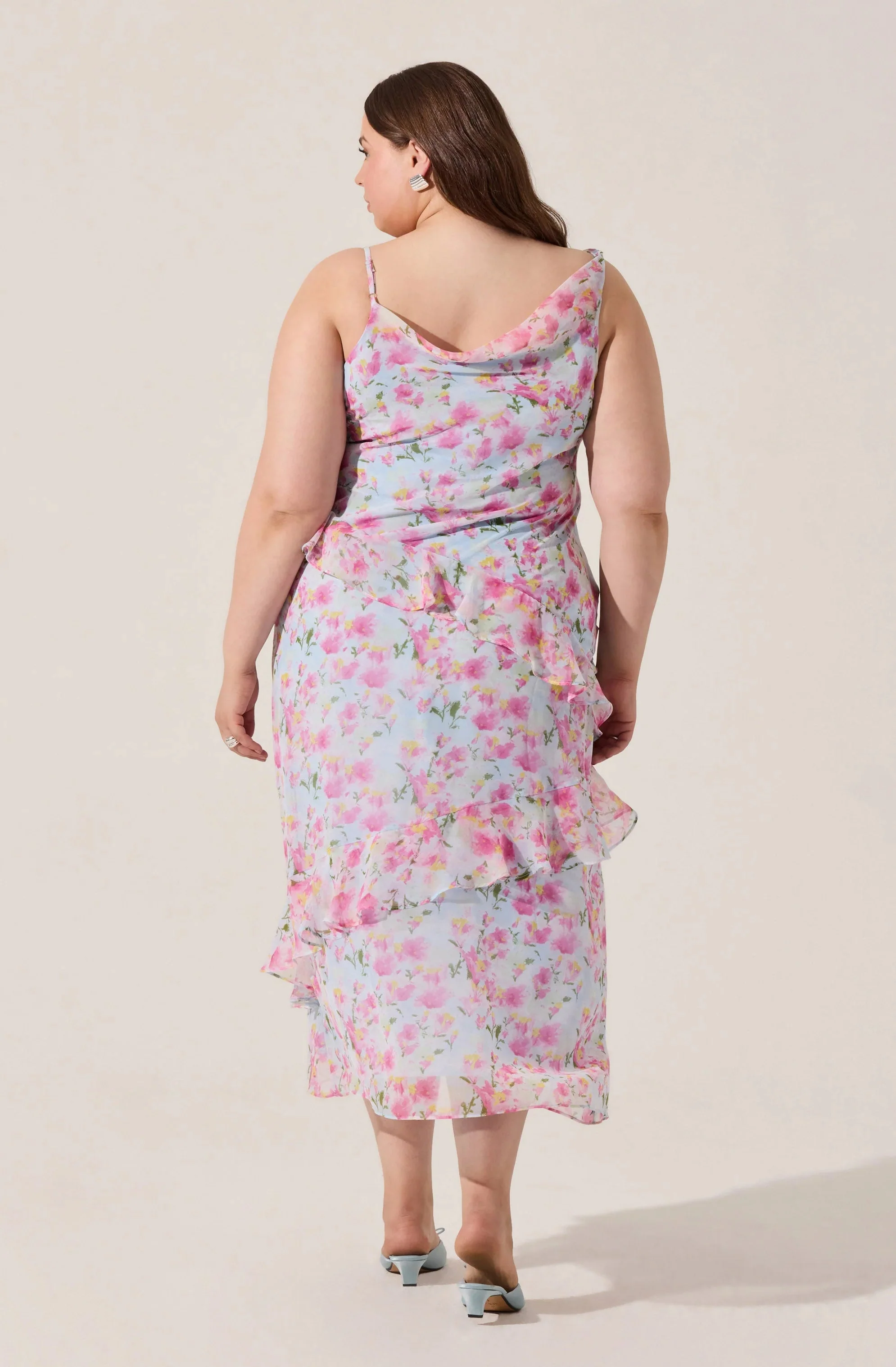 Levina Asymmetric Floral Ruffle Dress