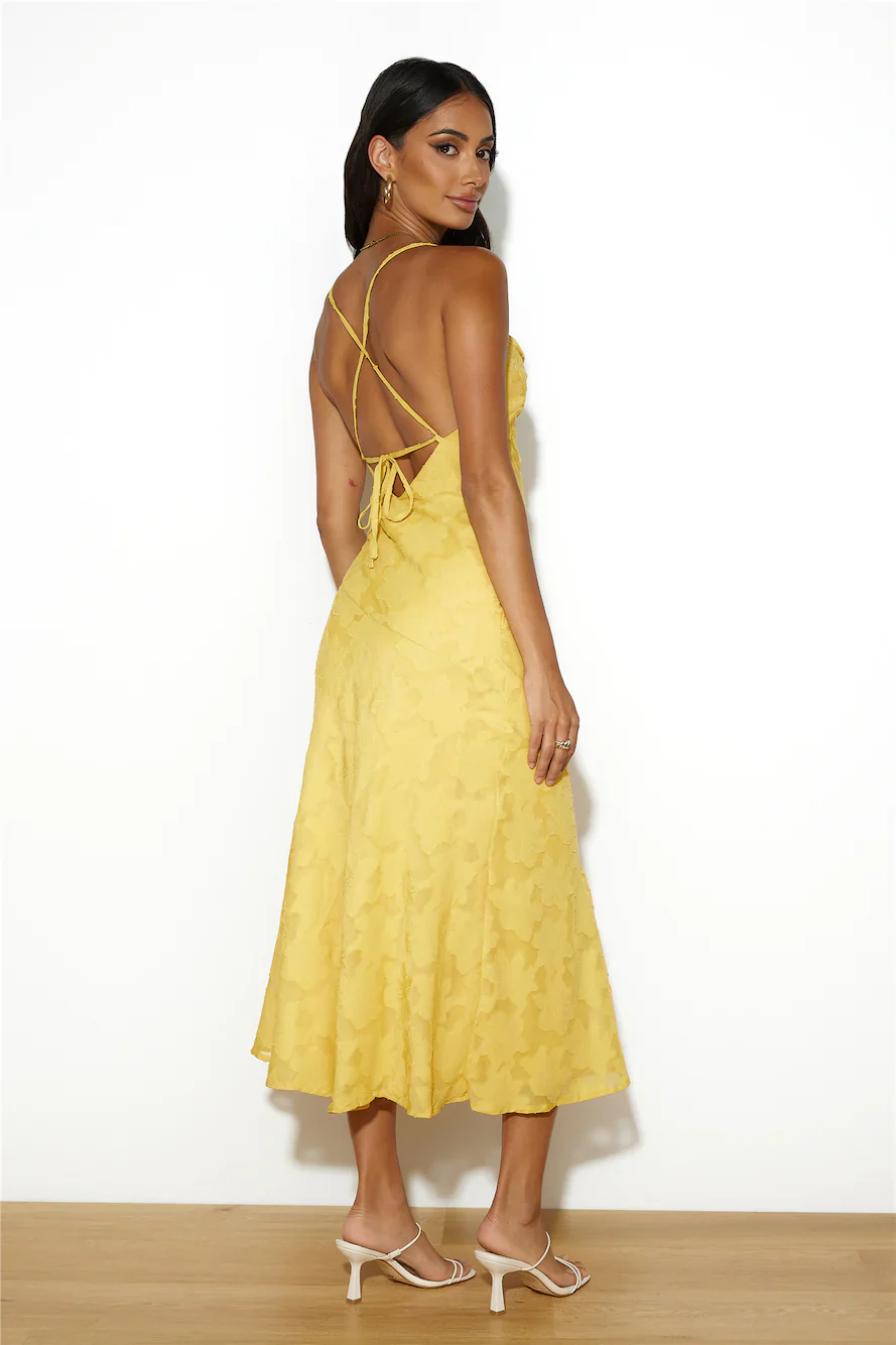 Into Spring Midi Dress Yellow