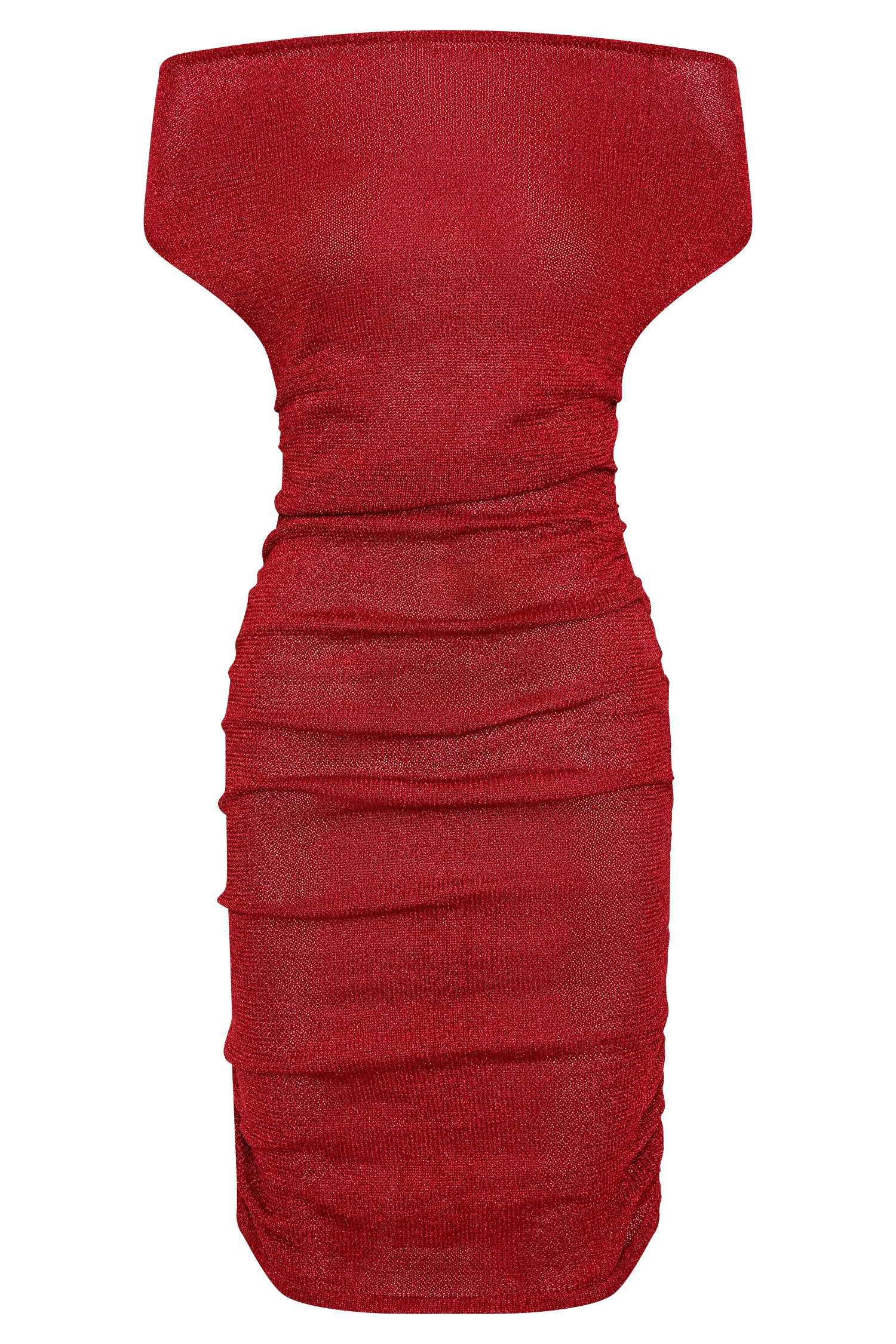 Pasha Off Shoulder Knit Mini Dress - Red