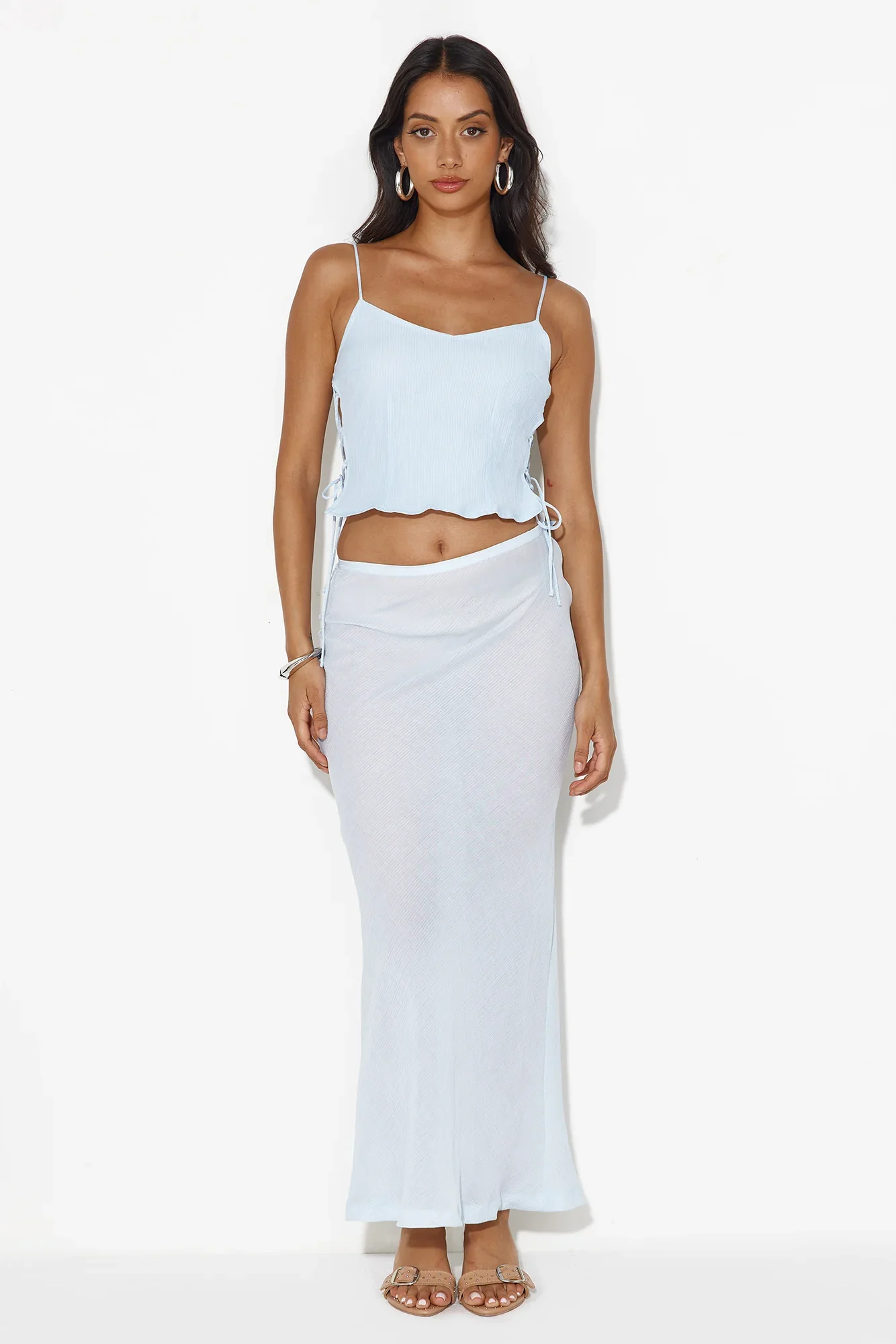 LIONESS Endless Maxi Skirt Pale Blue